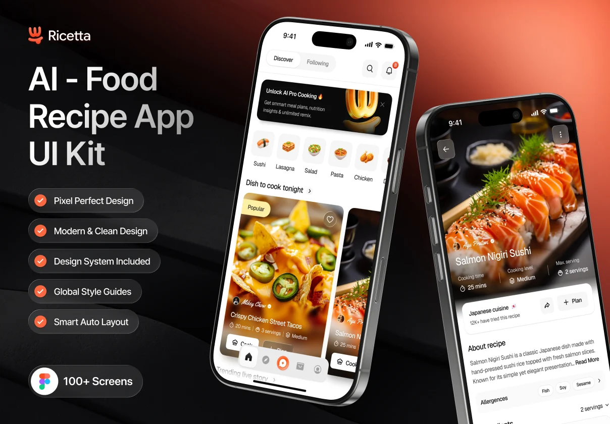 Ricetta - AI Food Recipe App UI Kit