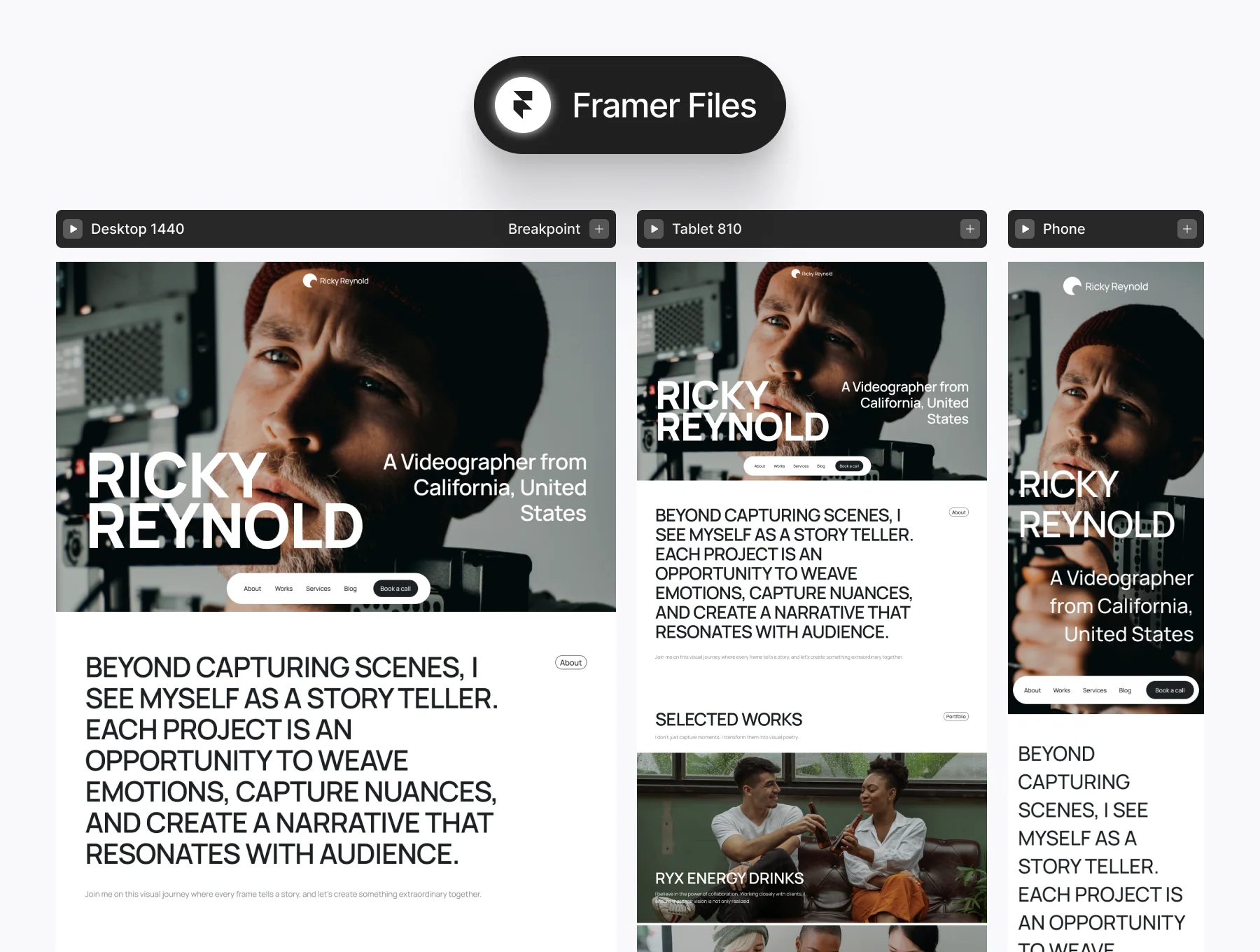 Ricky Reynold - Videographer Portfolio Website Template 5