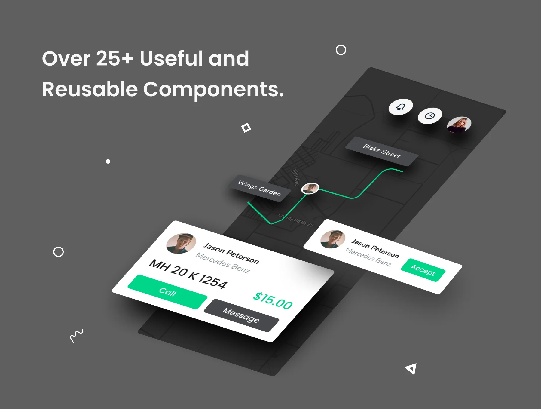 Ride - Carpooling & Ride sharing app UI Kit 3