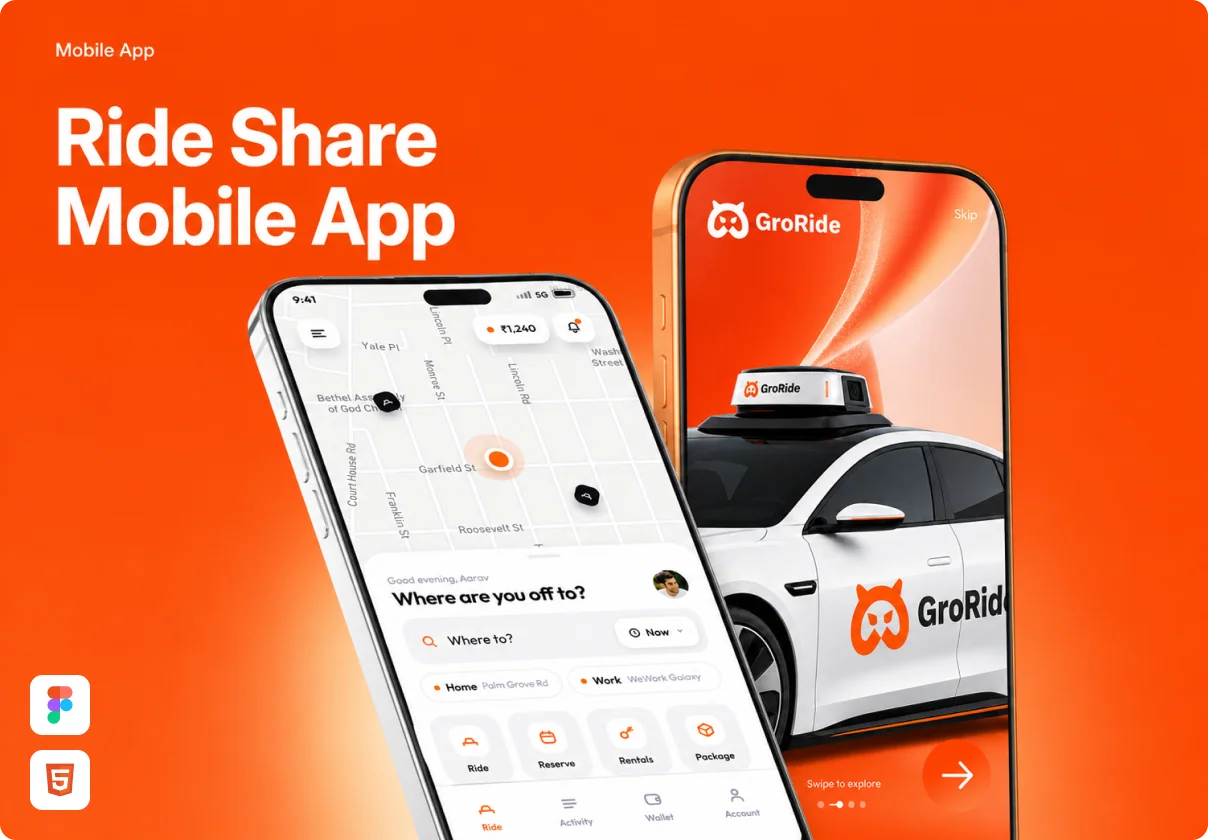 Ride Share Mobile App UI Kit
