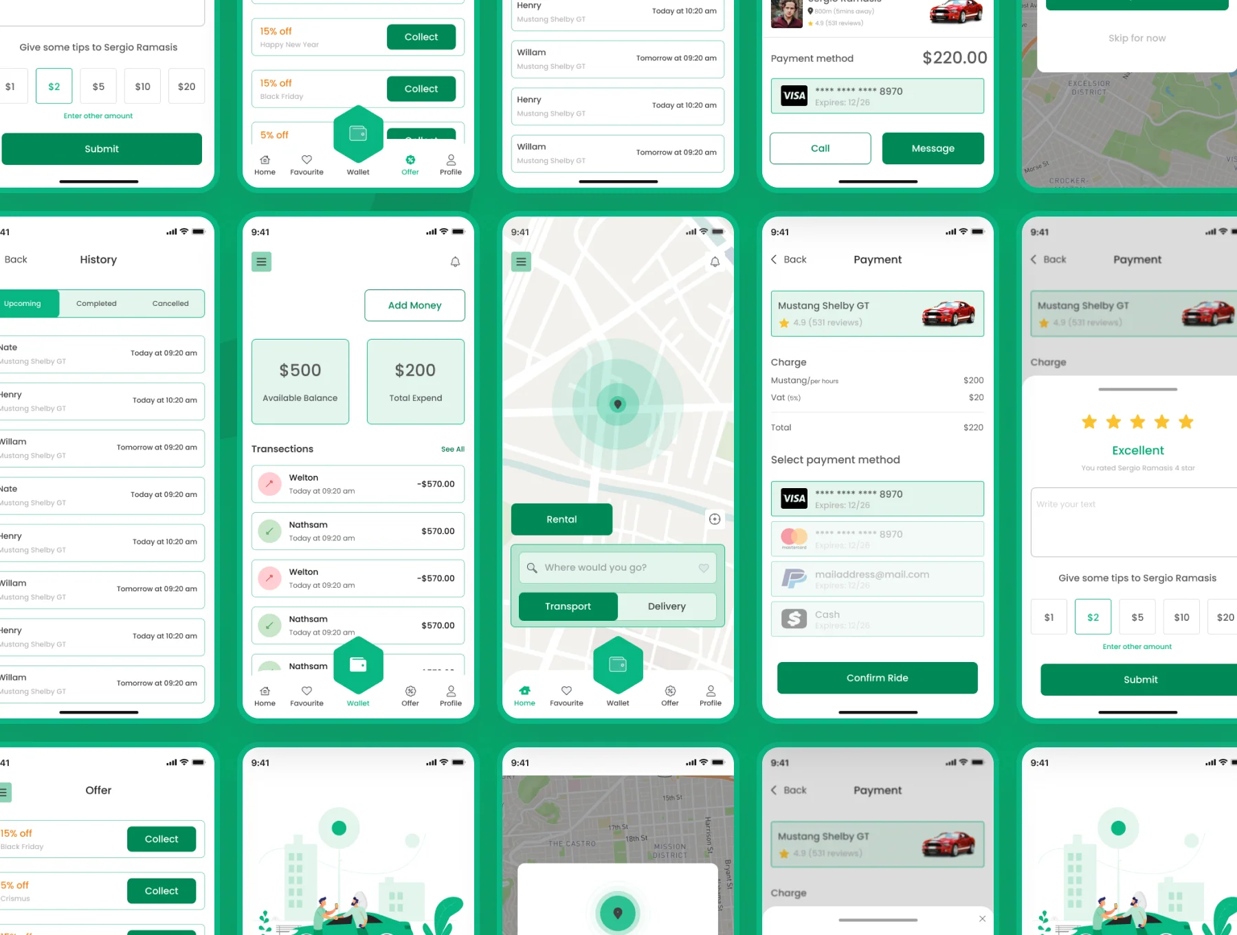 Rideshare Ride Mobile App UI kit 3