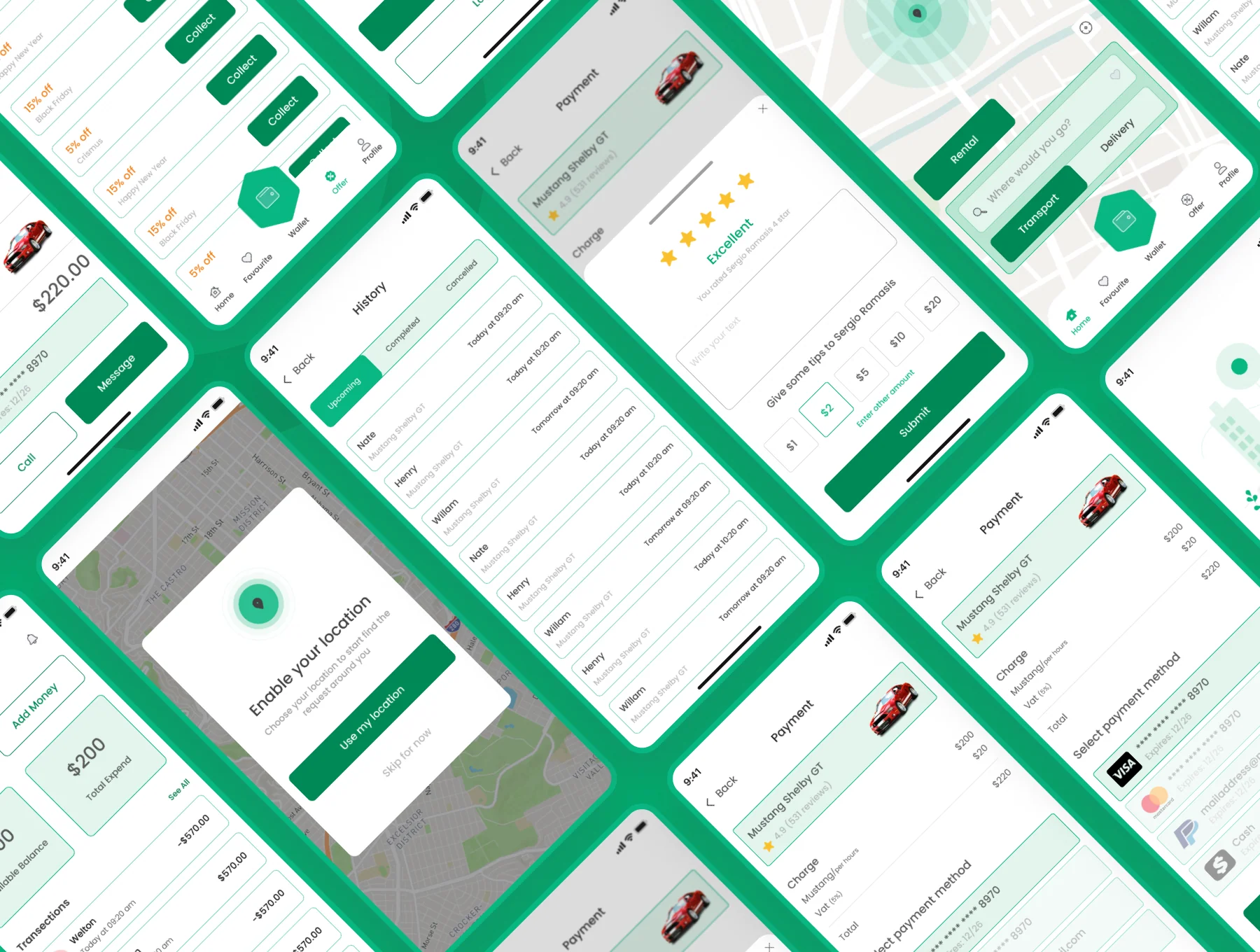Rideshare Ride Mobile App UI kit 4
