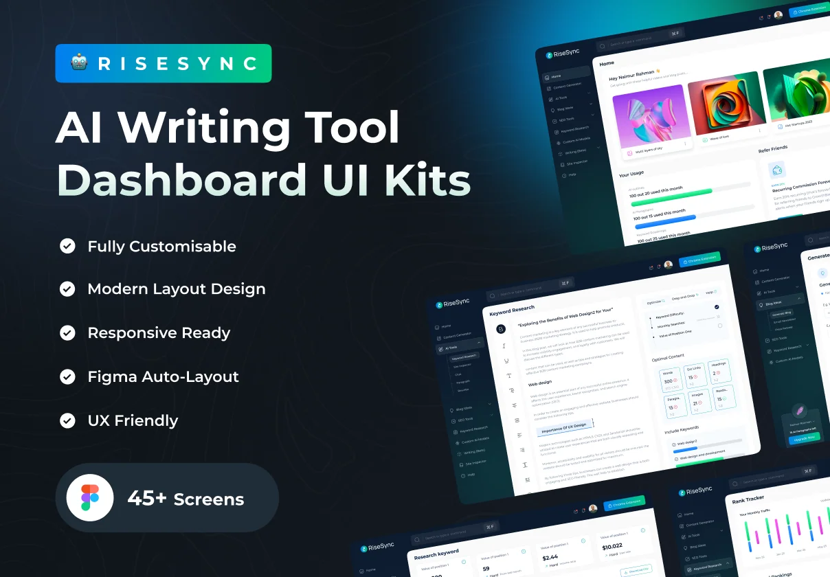 RISESYNC - Ai Writing Tool Dashboard UI Kit
