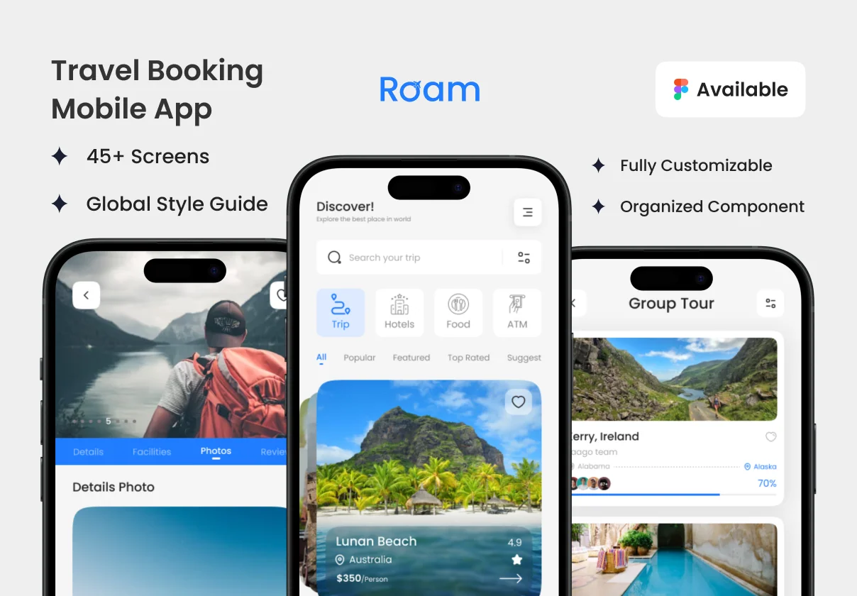 Roam - Travel App UI Kit