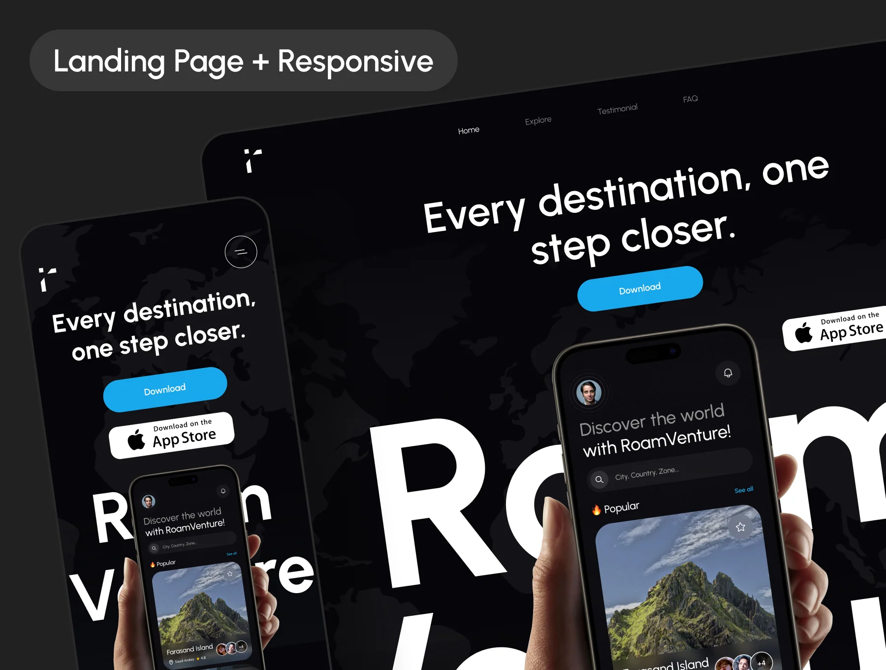 RoamVenture - Travel App & Landing Page 2