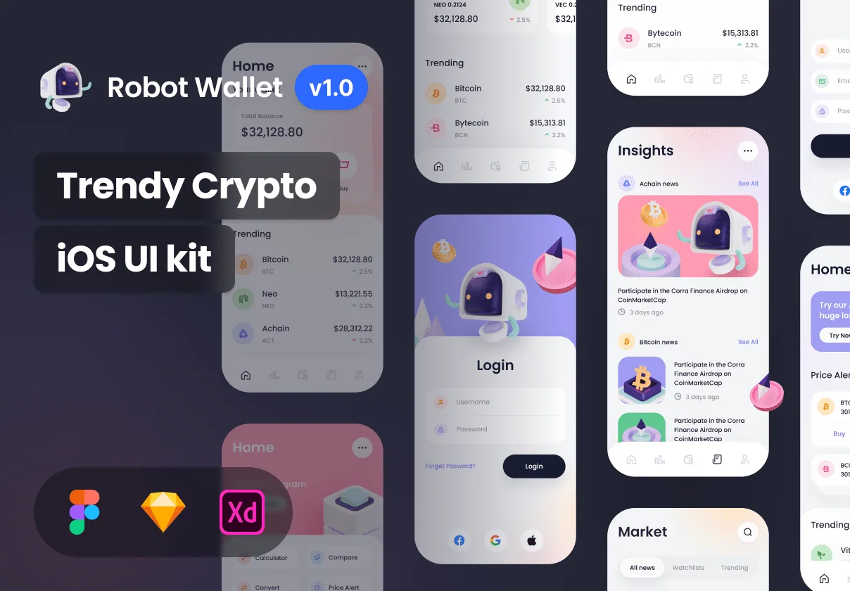 Robot Wallet – Crypto iOS UI Kit