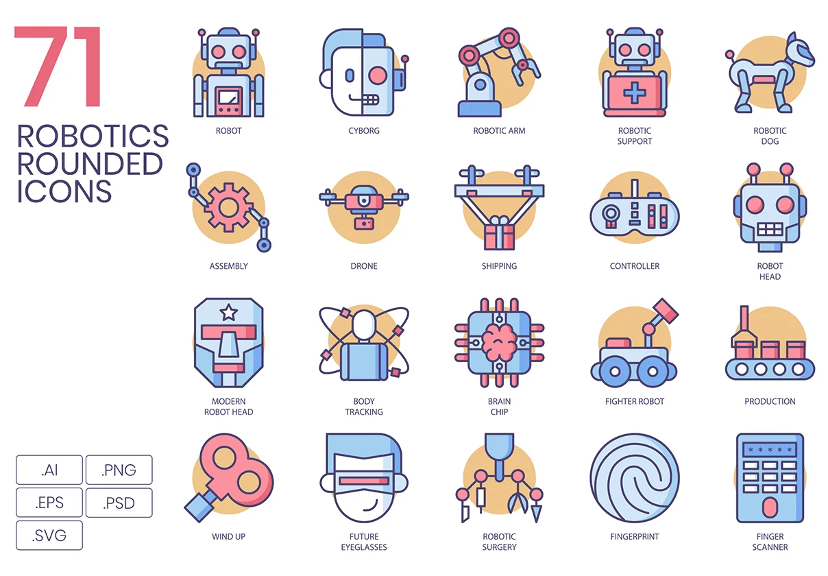 71 Robotic Icons | Butterscotch Series