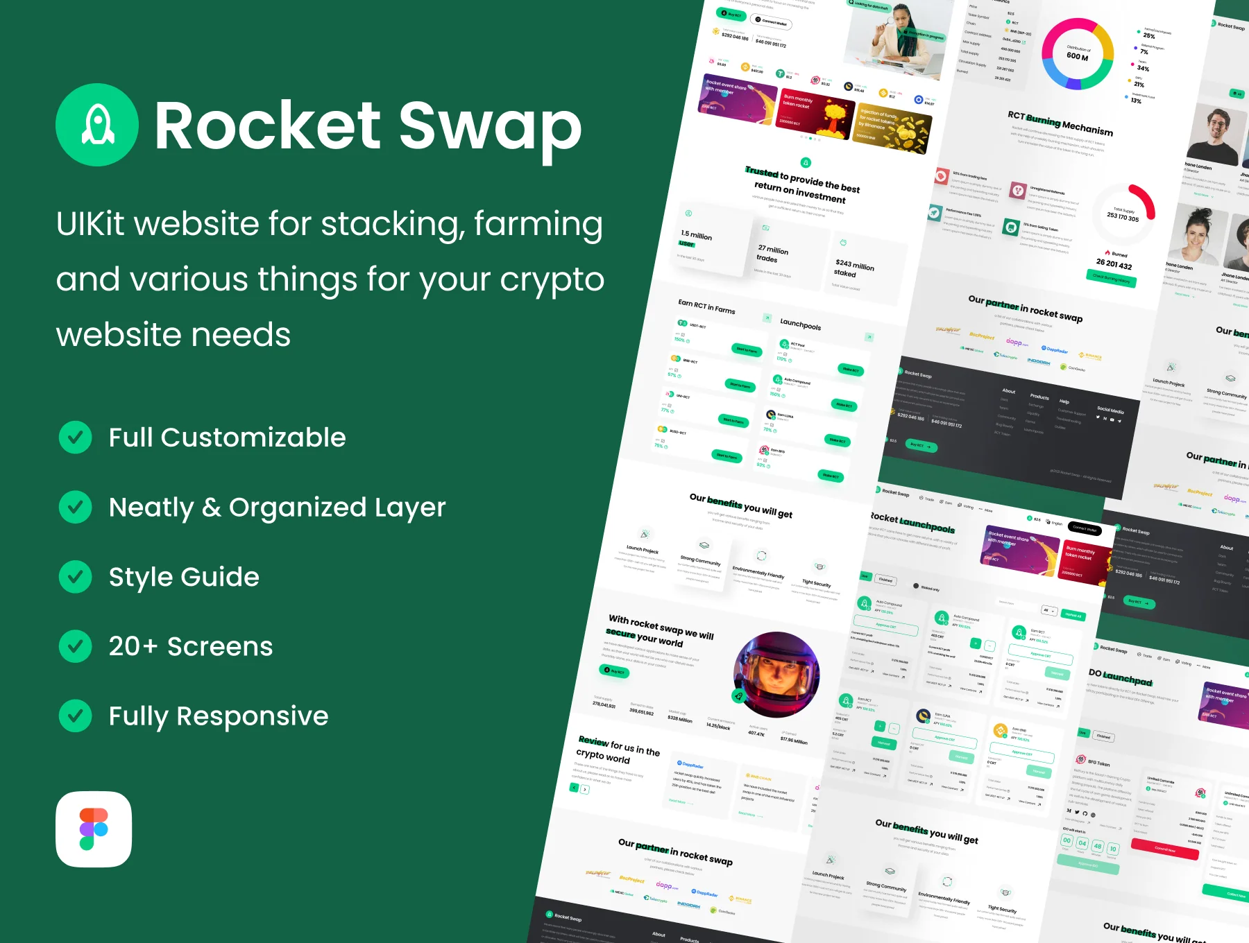 Rocket Swap - UIKit website for stacking, farming and various things for your crypto website needs