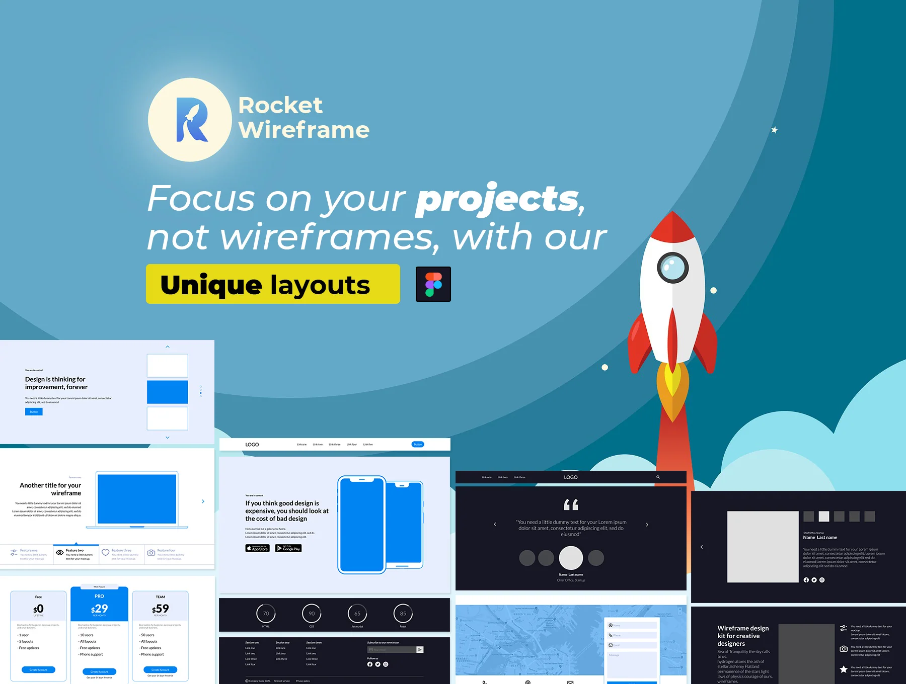 Rocket Wireframe Kit for Figma