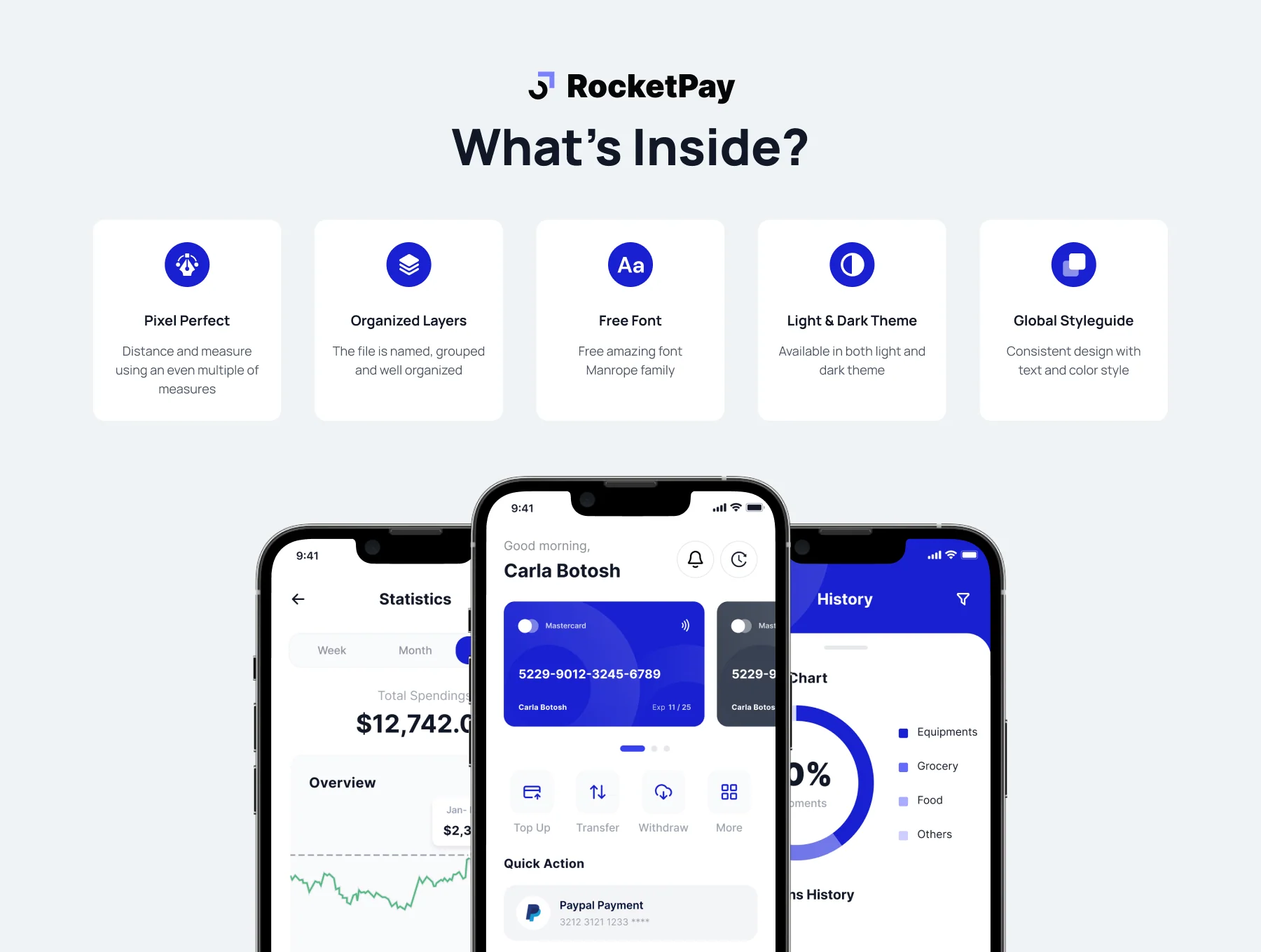 RocketPay - Finance Mobile App UI Kit 3