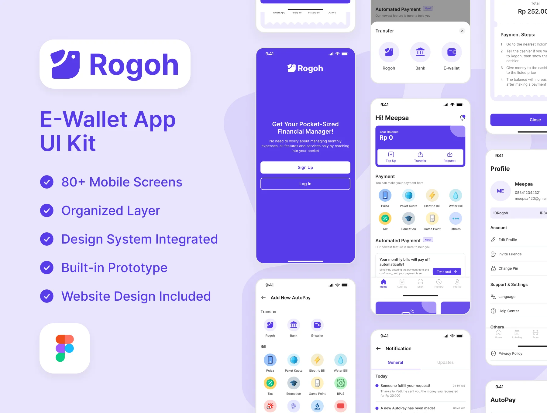 Rogoh - E Wallet Application UI Kit