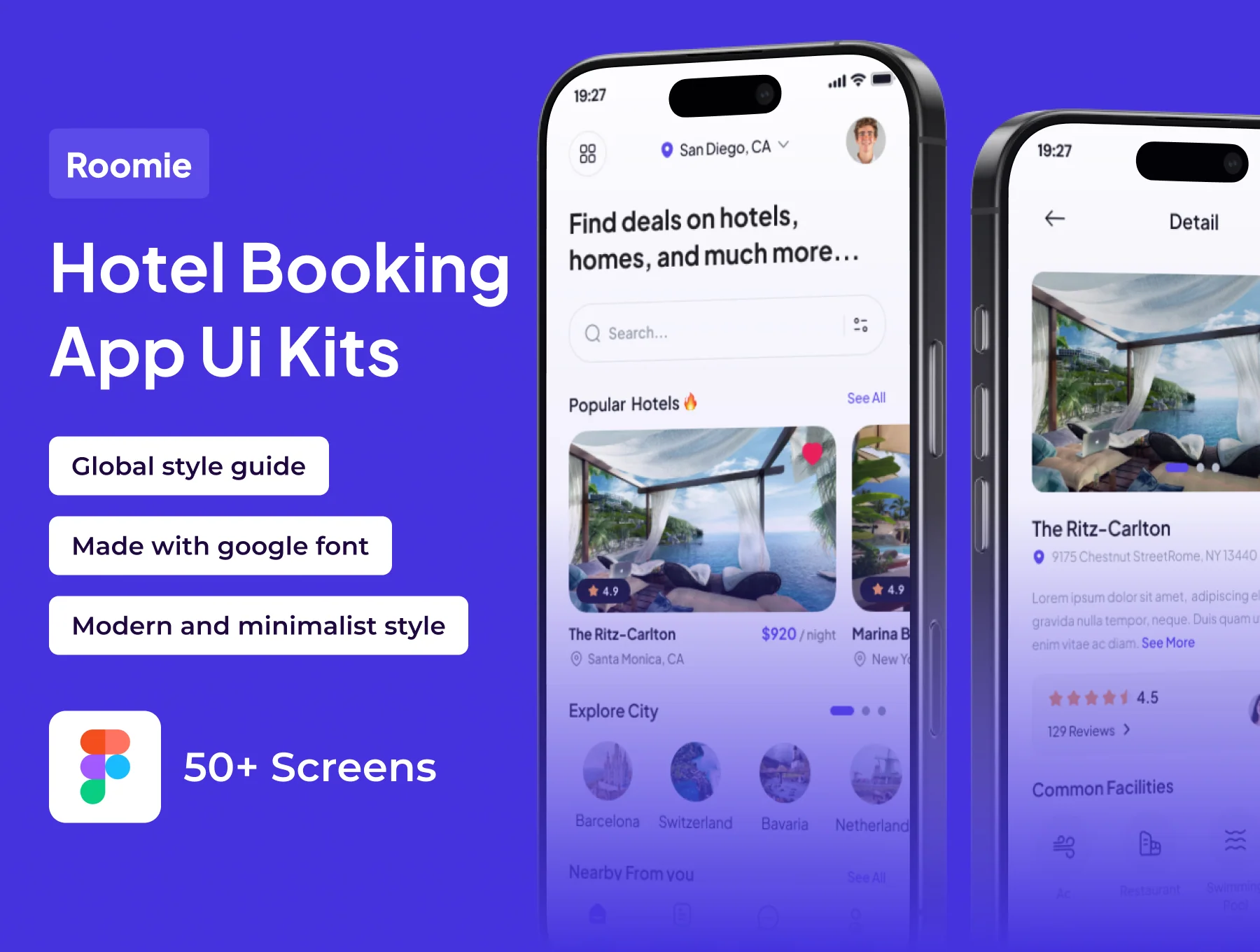 Roomie - Hotel Booking Premium UI KIts App