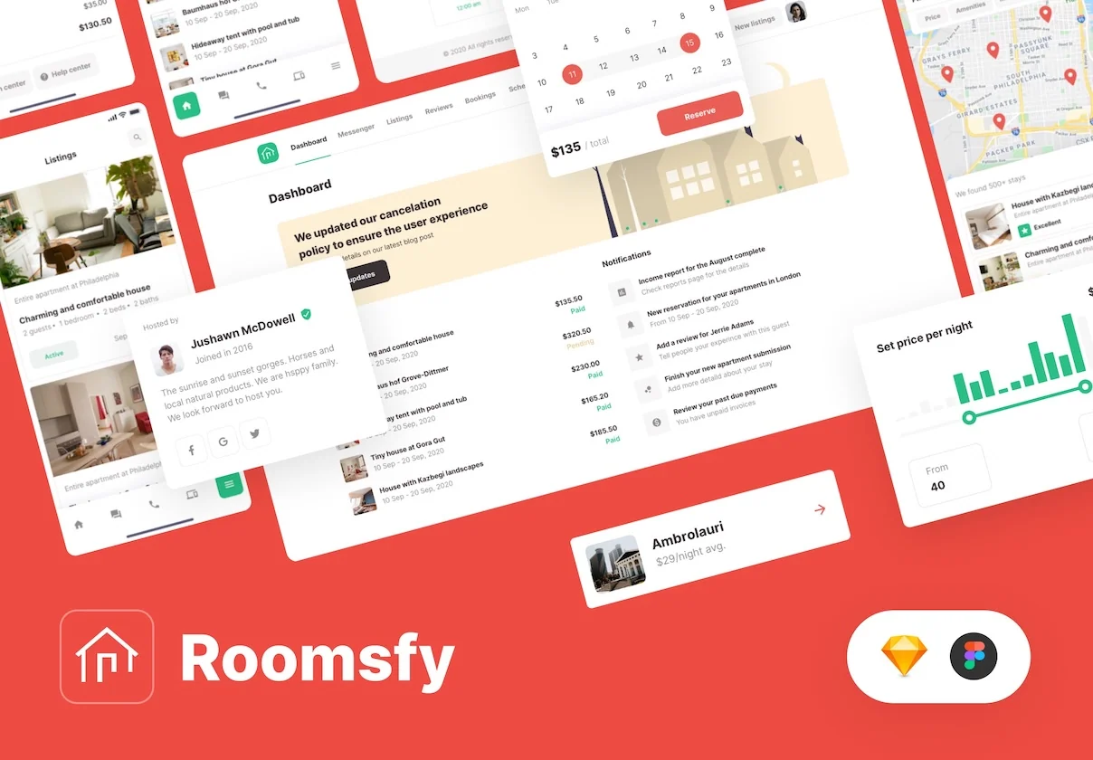 Roomsfy Web and Mobile UI kit