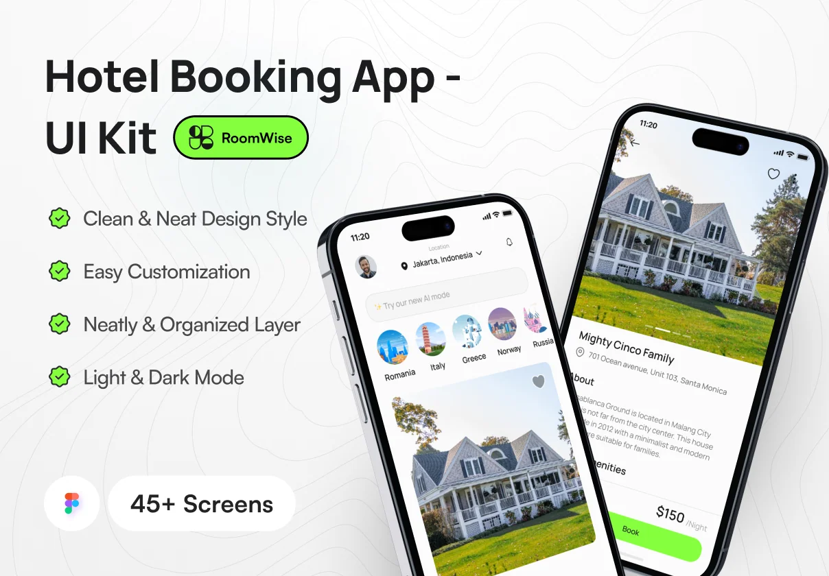 RoomWise - Hotel Booking App UI Kit