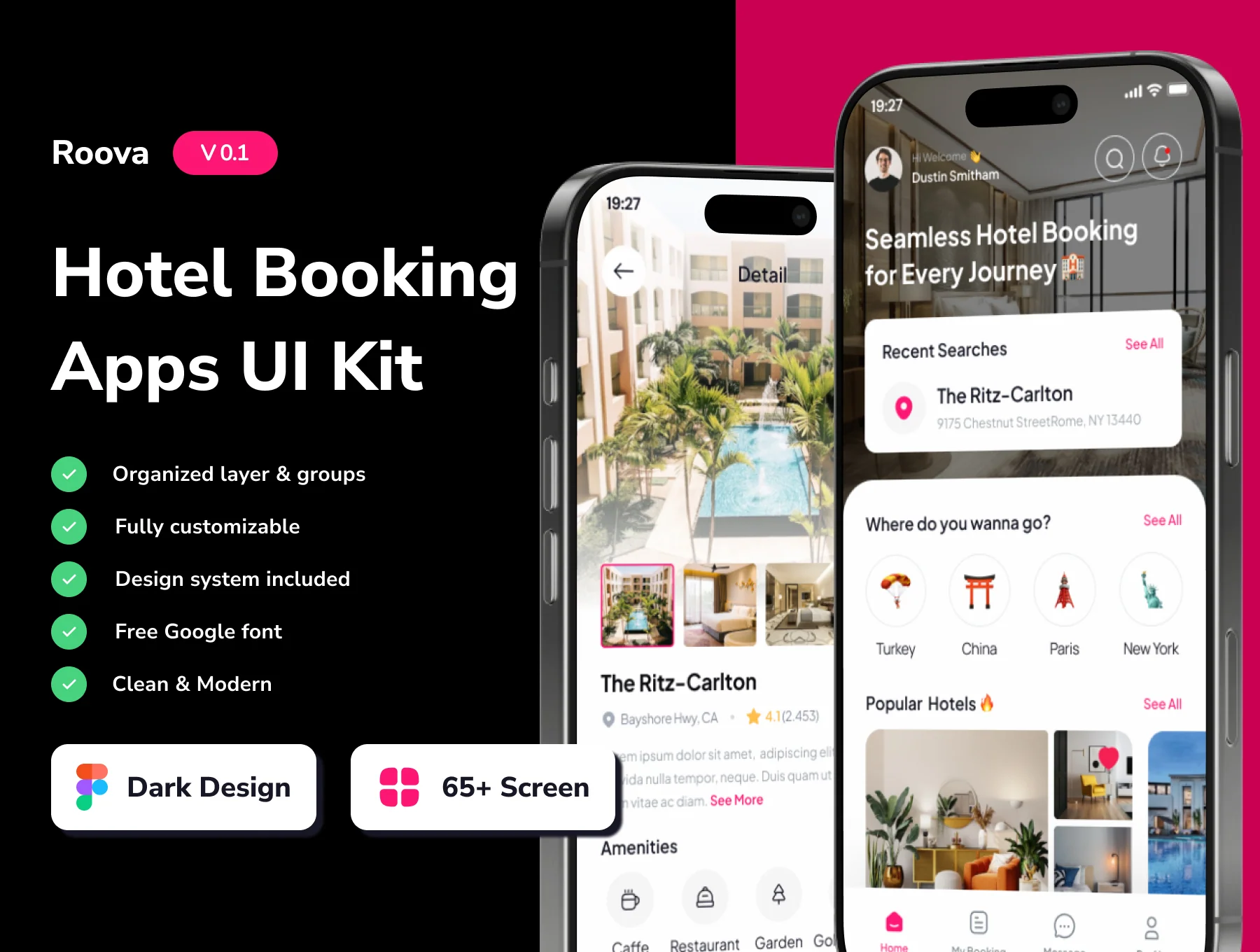 Roova - Hotel Booking Mobile App UI Kits