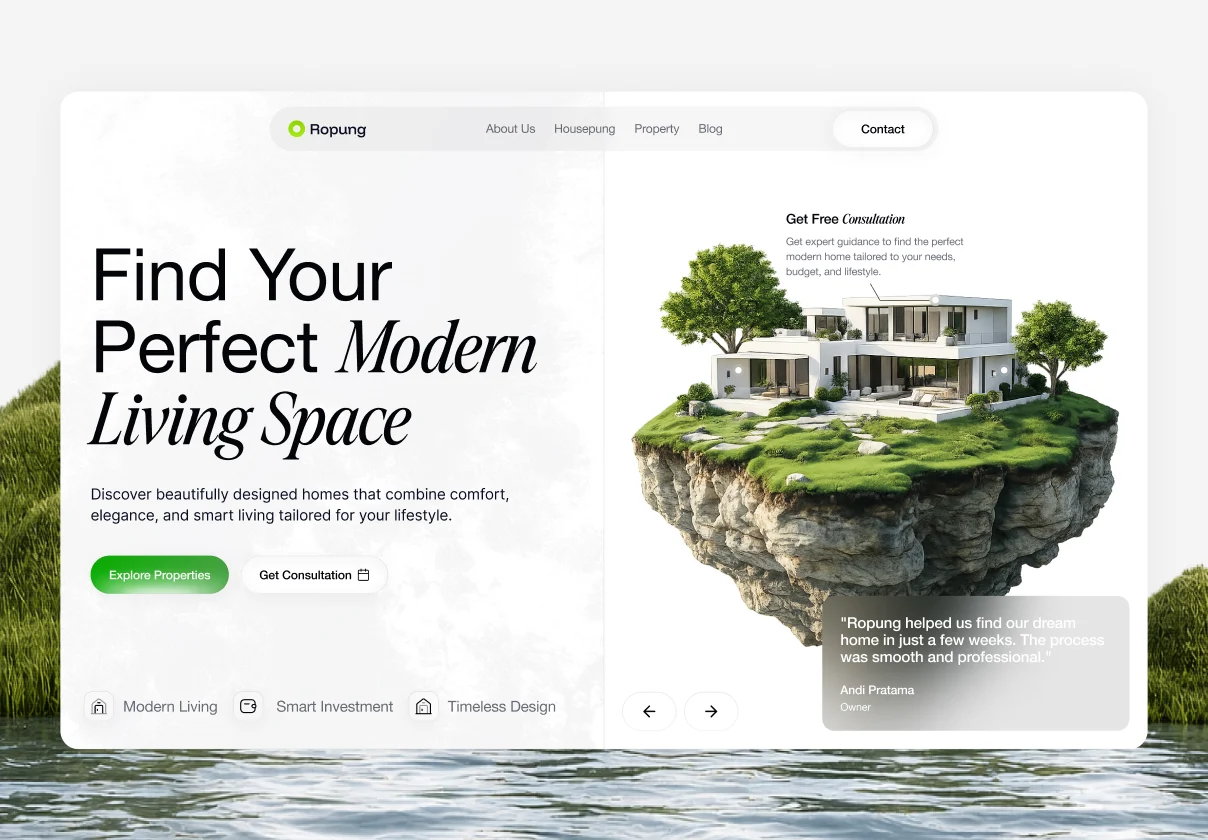 Ropung Realestate - Landing Page Web UI Kit
