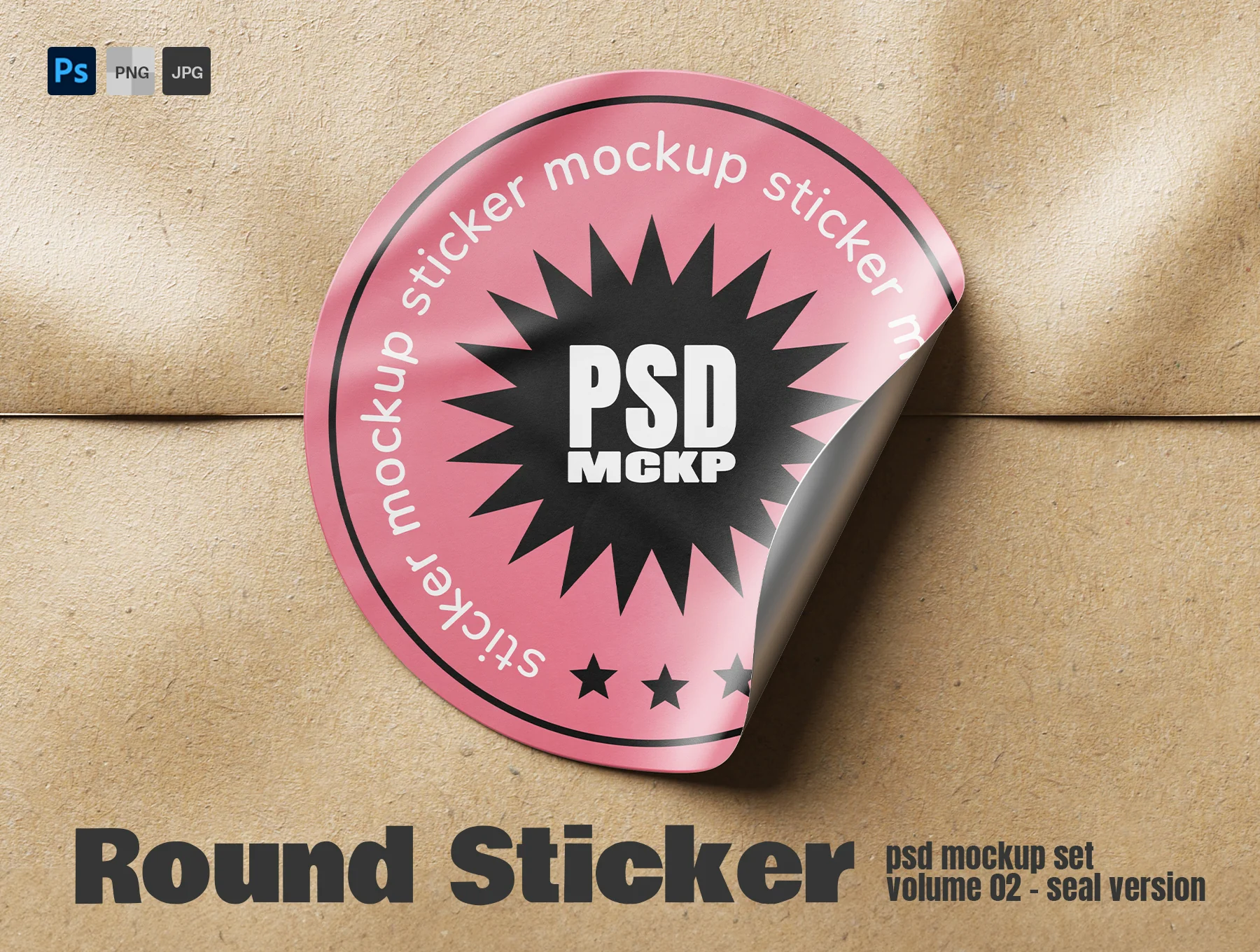 Round Sticker Label PSD Mockup Set - Seal Edition
