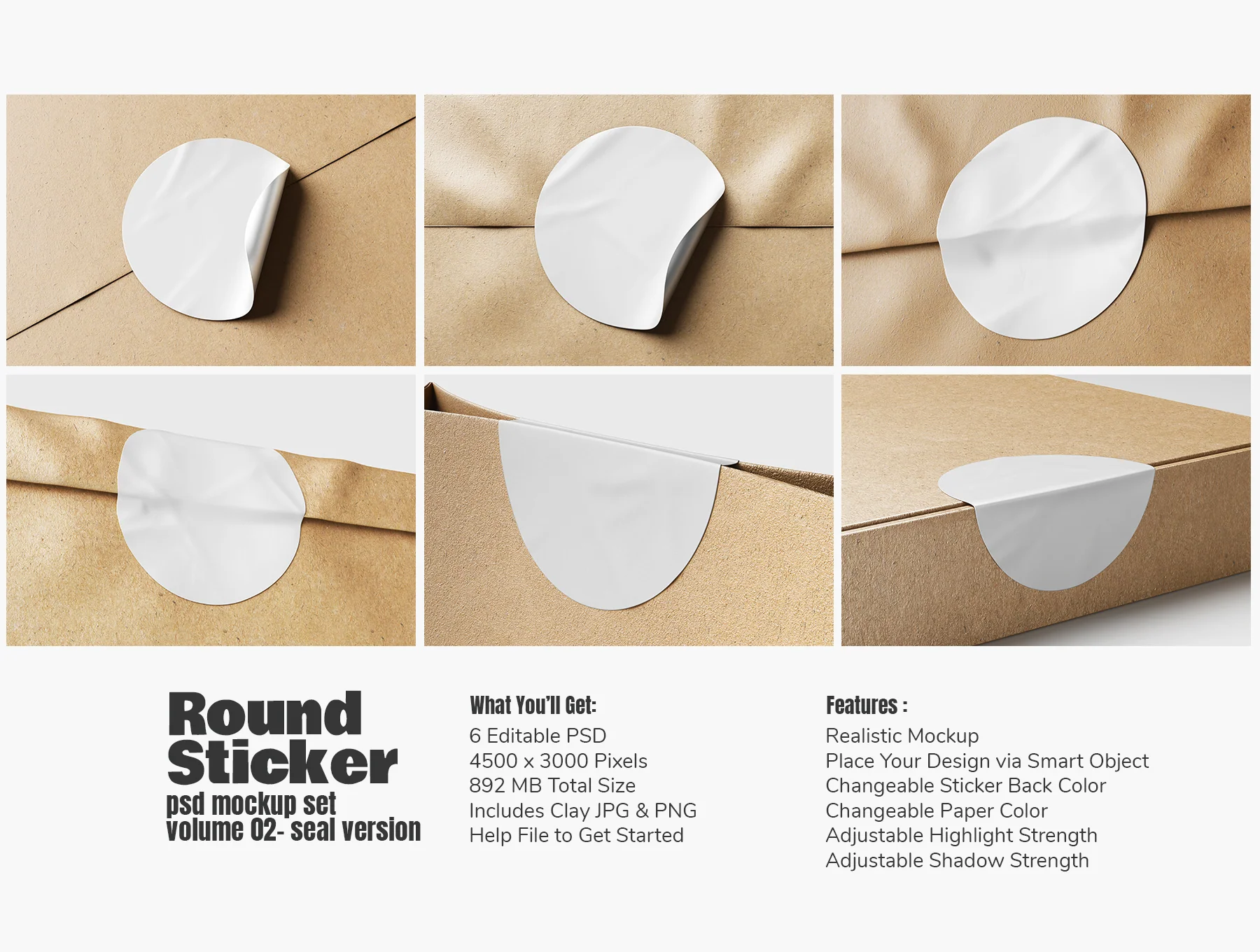 Round Sticker Label PSD Mockup Set - Seal Edition 2