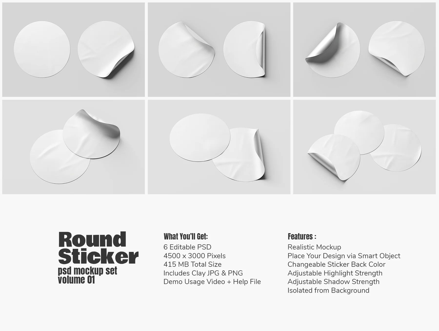 Round Sticker Label PSD Mockup Set - Vol. 01 2