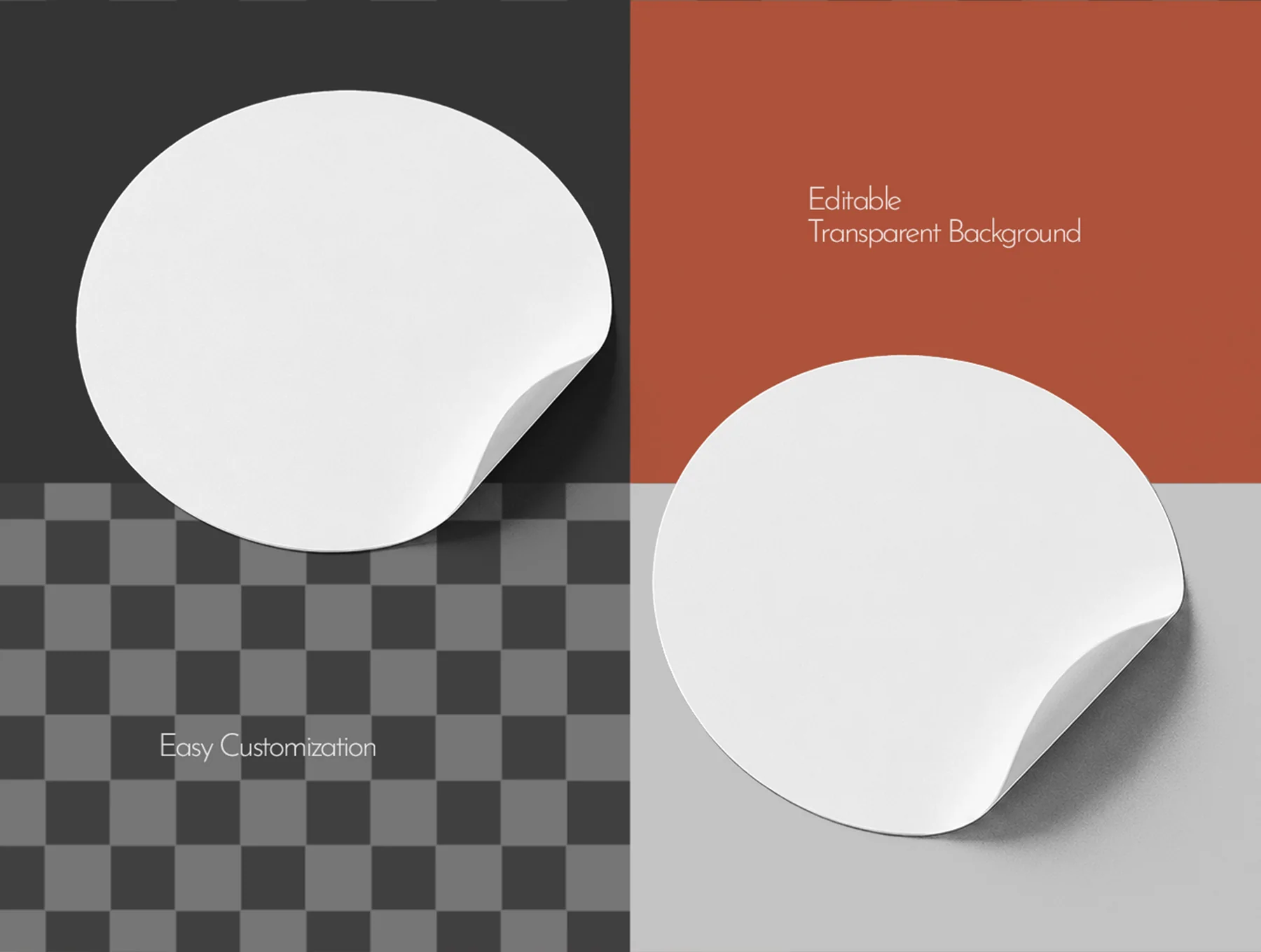 Round Sticker Mockup – 4 Editable PSD Scenes 2