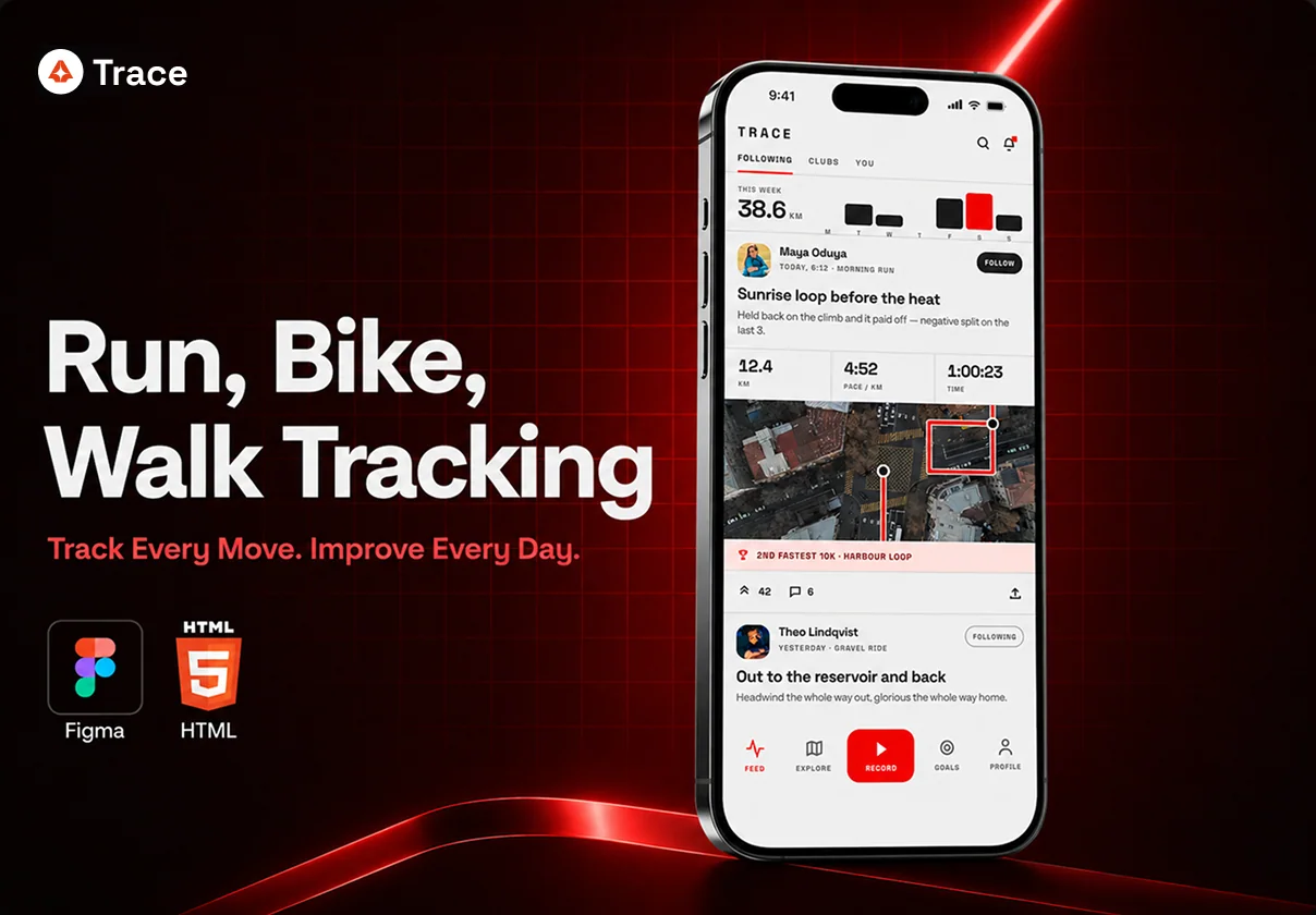 Run, Bike & Walk Tracking Mobile App UI Kit