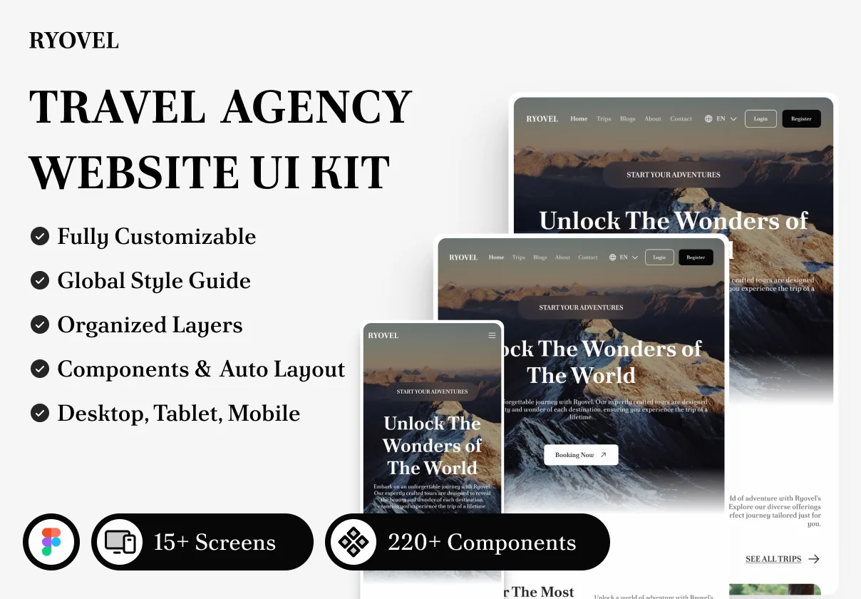 Ryovel - Travel Agency Website UI Kit