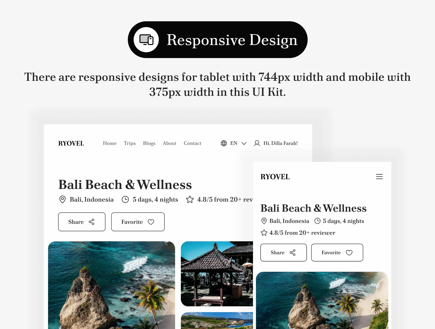 Ryovel - Travel Agency Website UI Kit 3