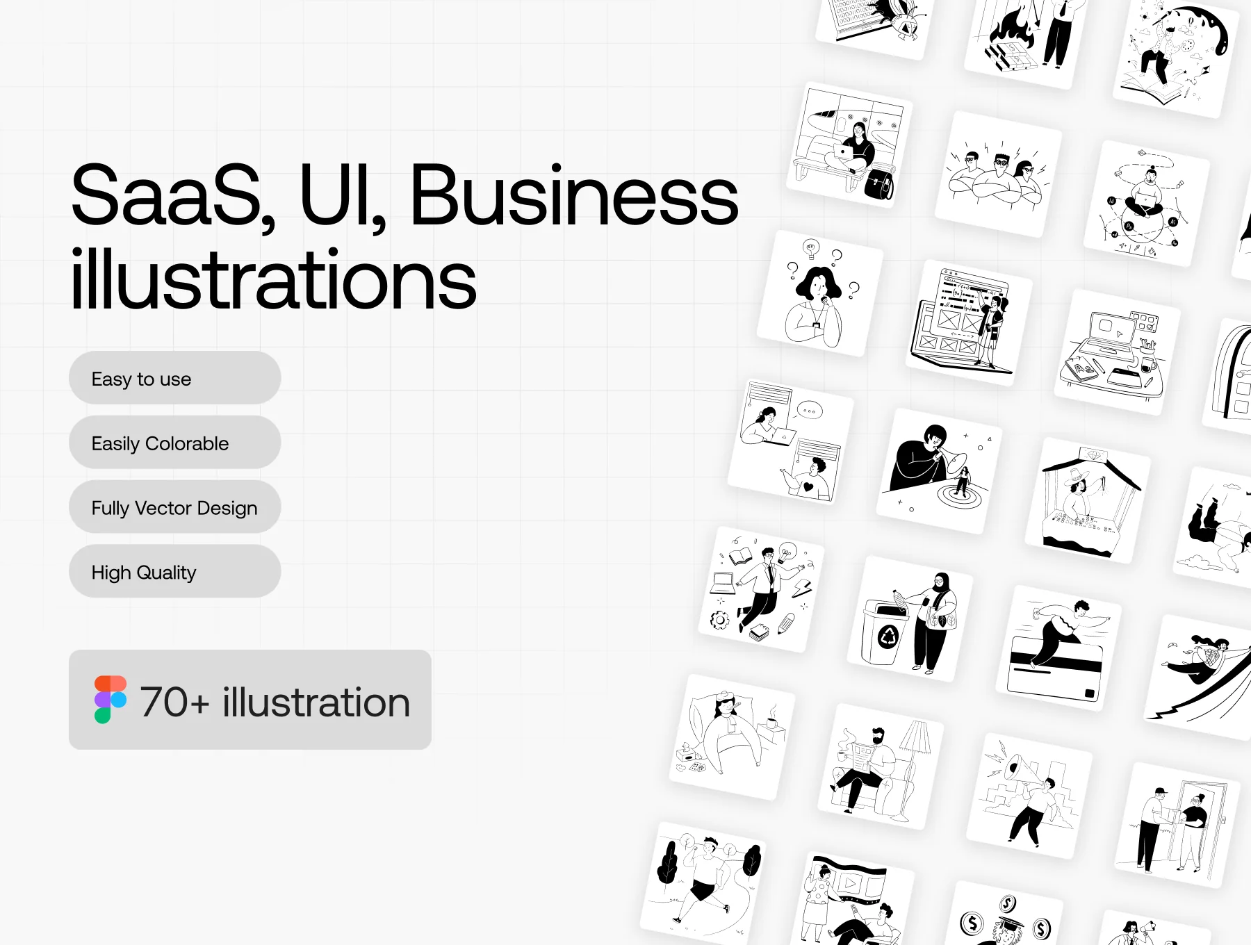 SaaS & Business Flat Line Illustration Pack (70+ Vector Illustrations)