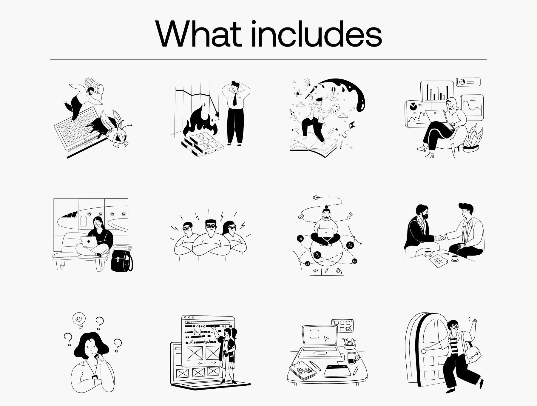 SaaS & Business Flat Line Illustration Pack (70+ Vector Illustrations) 4
