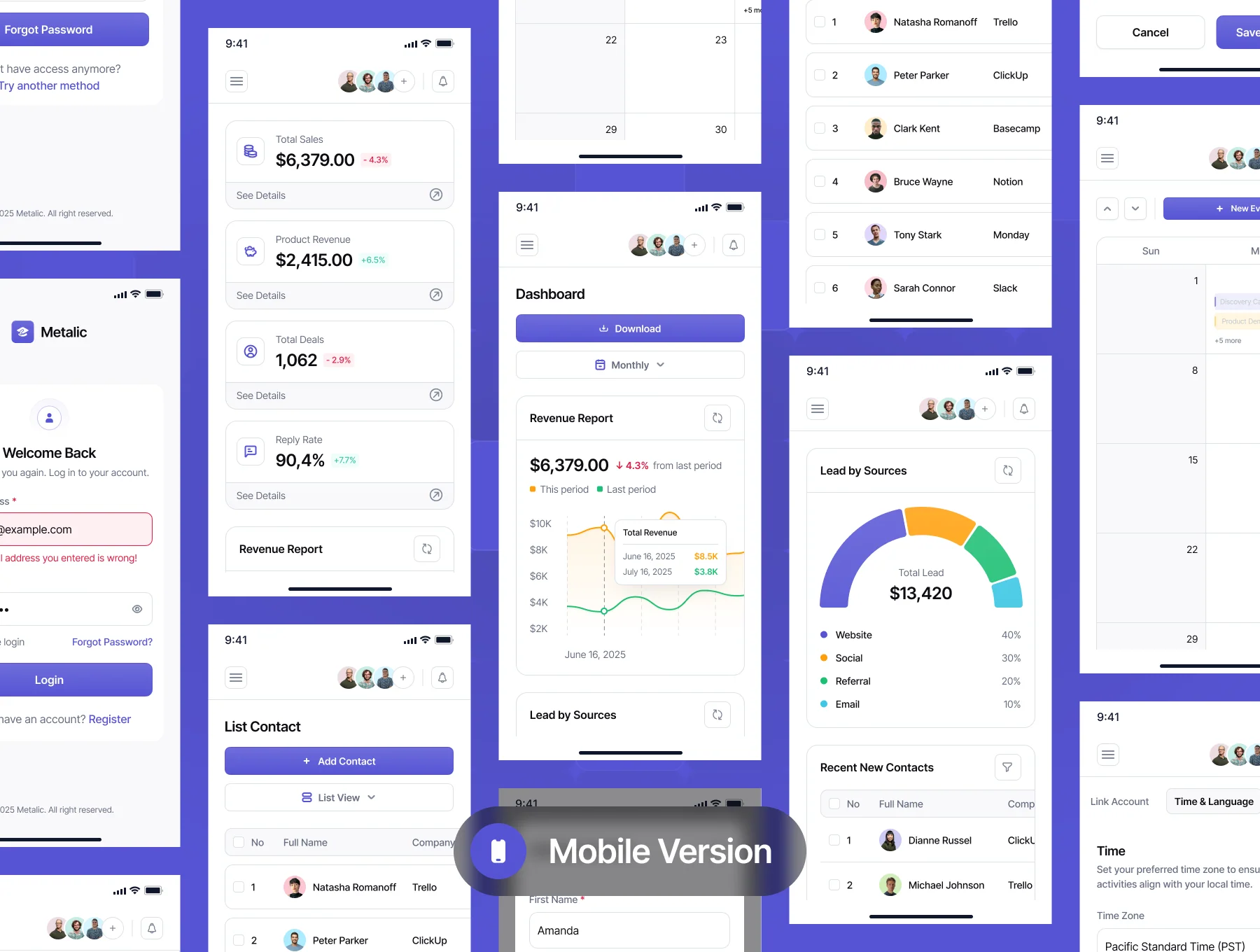 Metalic - Business CRM & Client Management Dashboard UI Kit 6