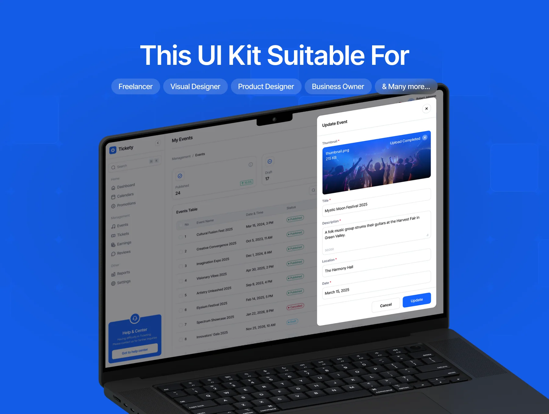 Tickety – Coded SaaS Event Ticket Dashboard 7