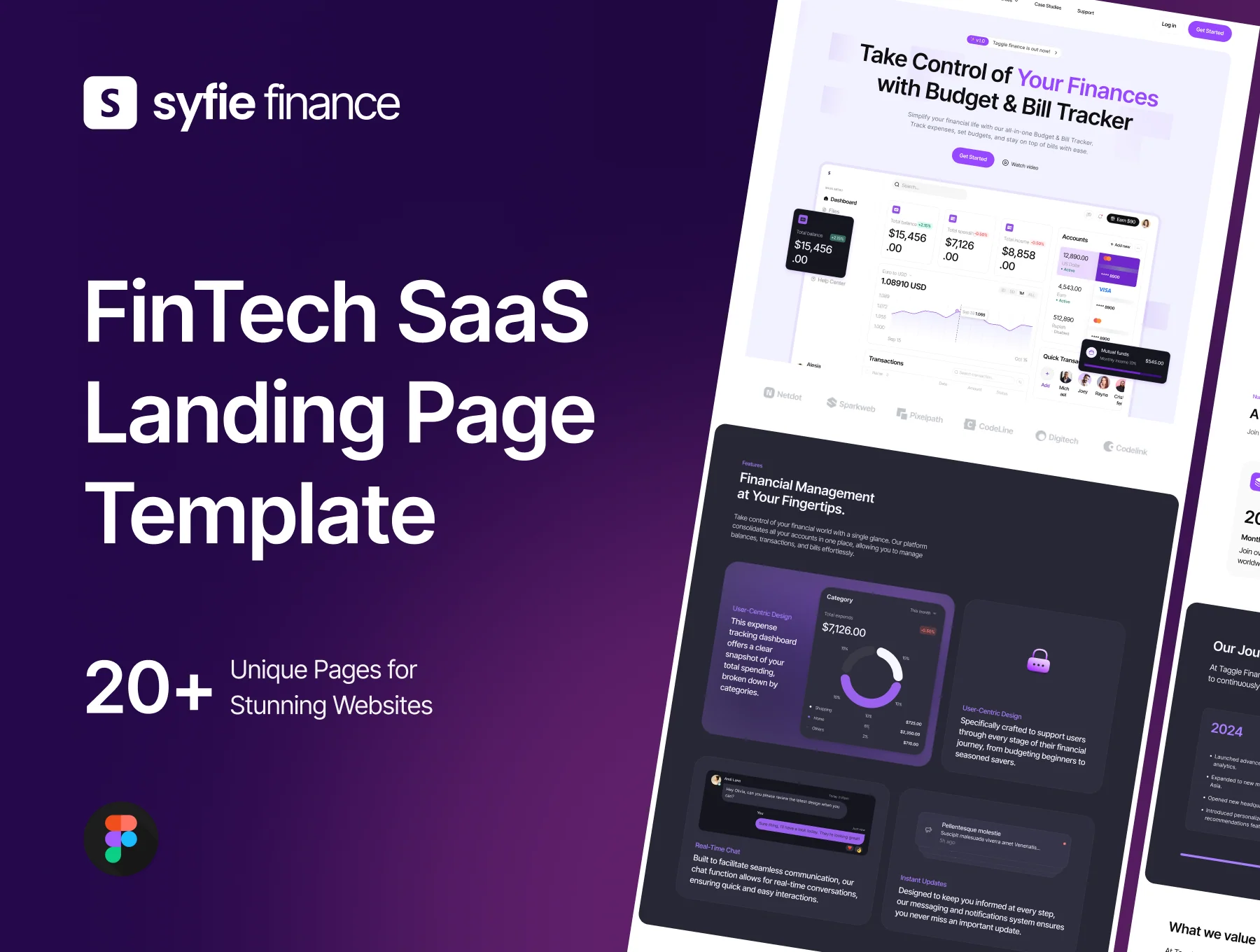FinTech SaaS Finance Website and Landing Page Template