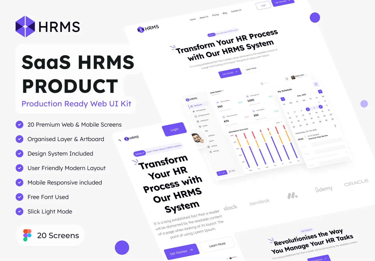 SaaS HRMS Product Website UI Kit