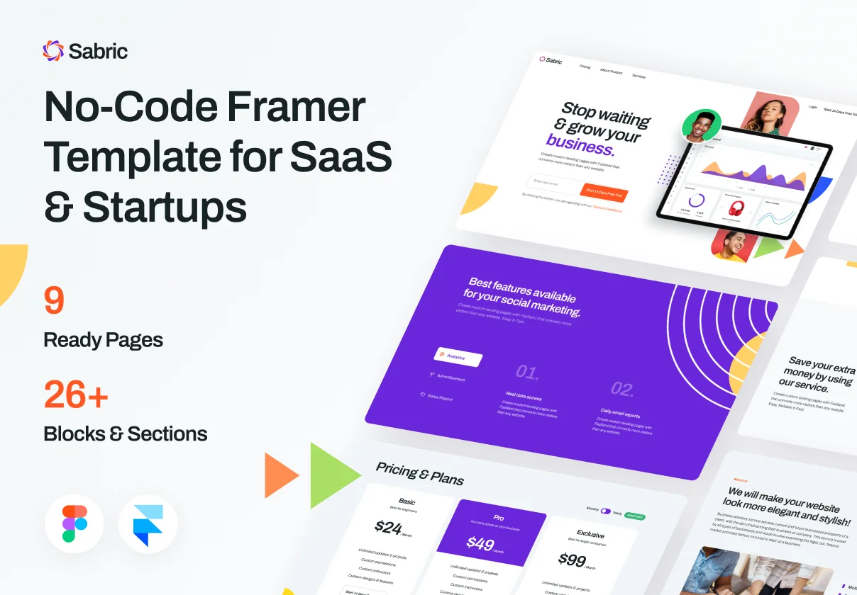 Sabric - Framer SaaS & Startup Template