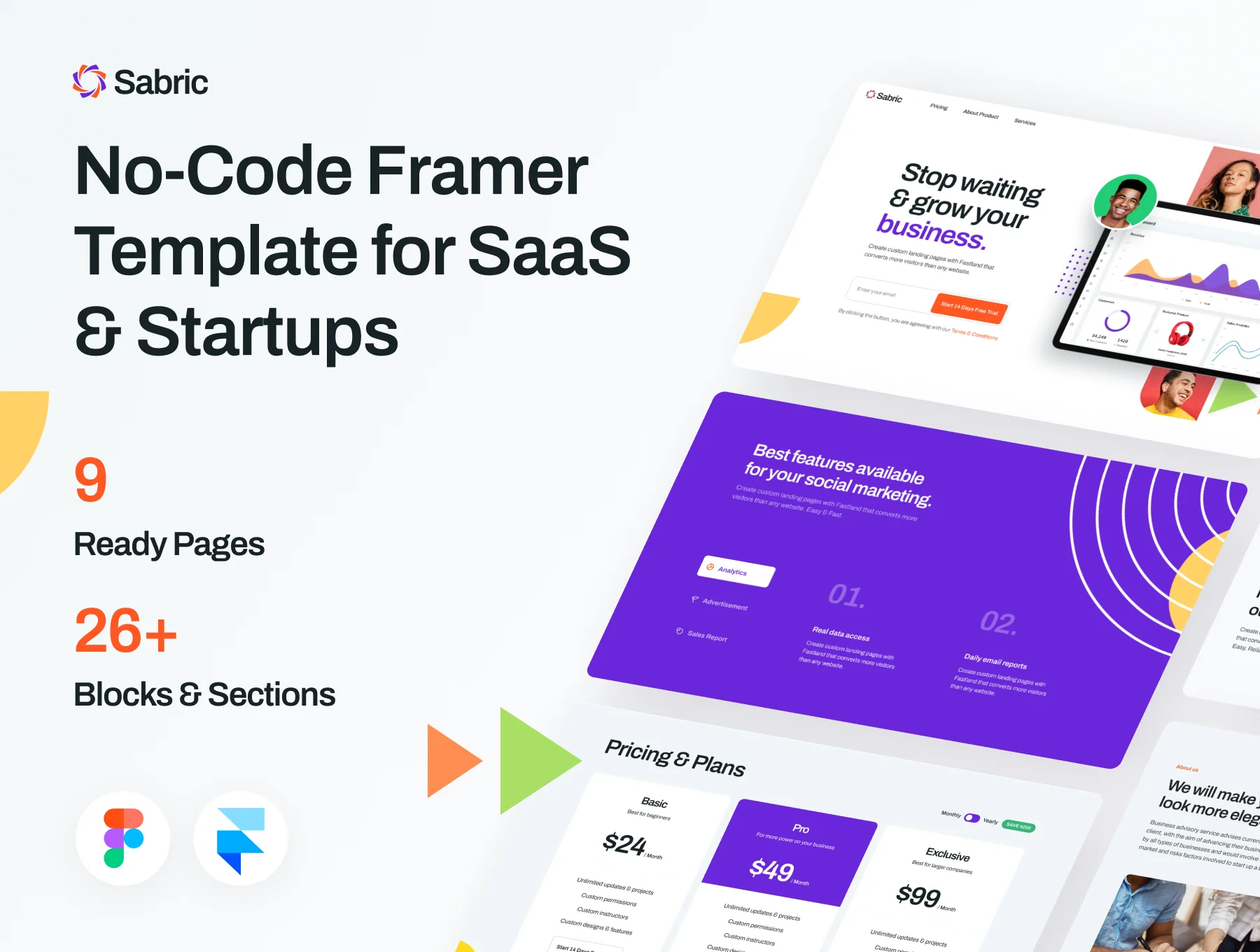 Sabric - Framer SaaS & Startup Template