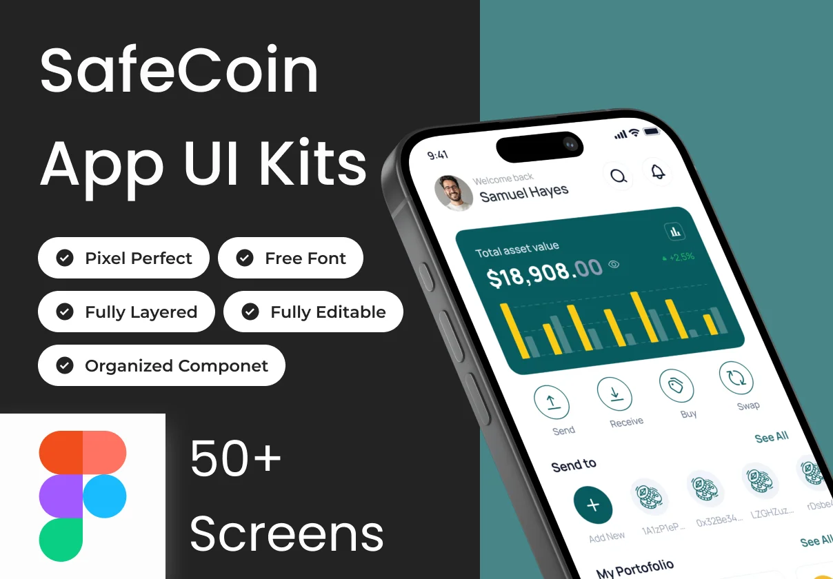 SafeCoin -  Crypto Wallet App Ui Kits
