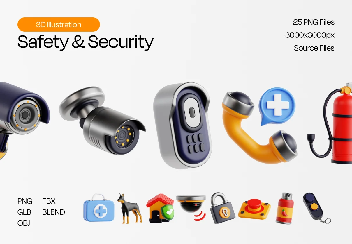 Safety & Security 3D Icon Set