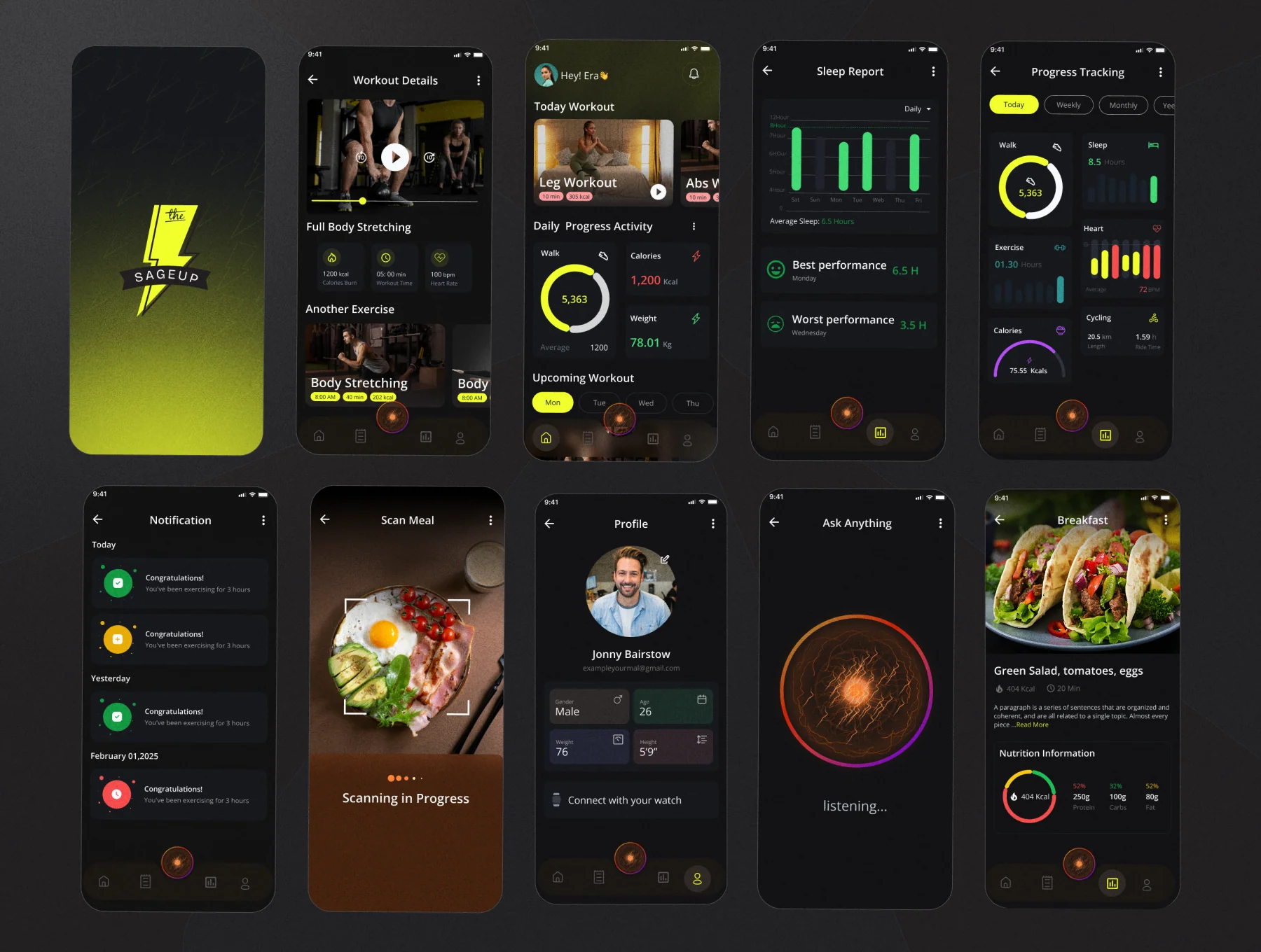 Sageup AI Powered Gym & Nutrition Mobile App UI Kit 7