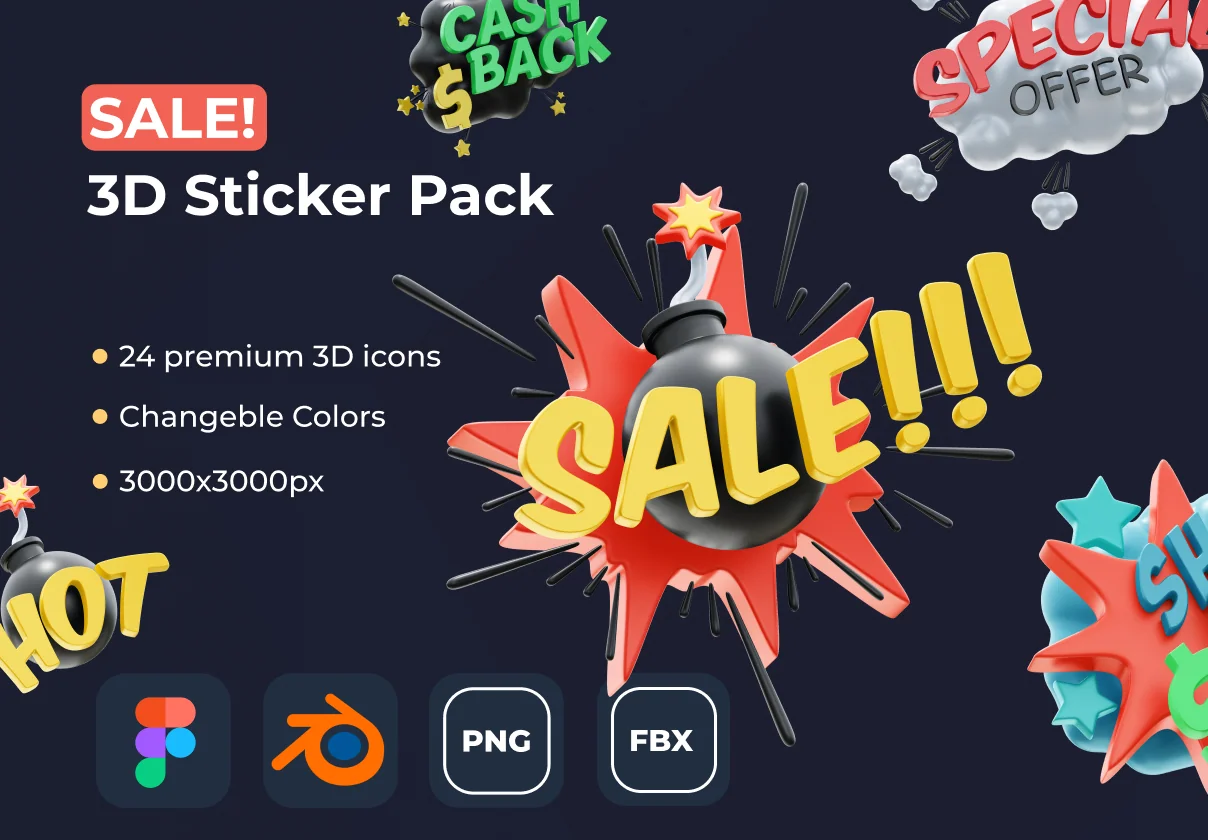 SALE! 3D Sticker Pack