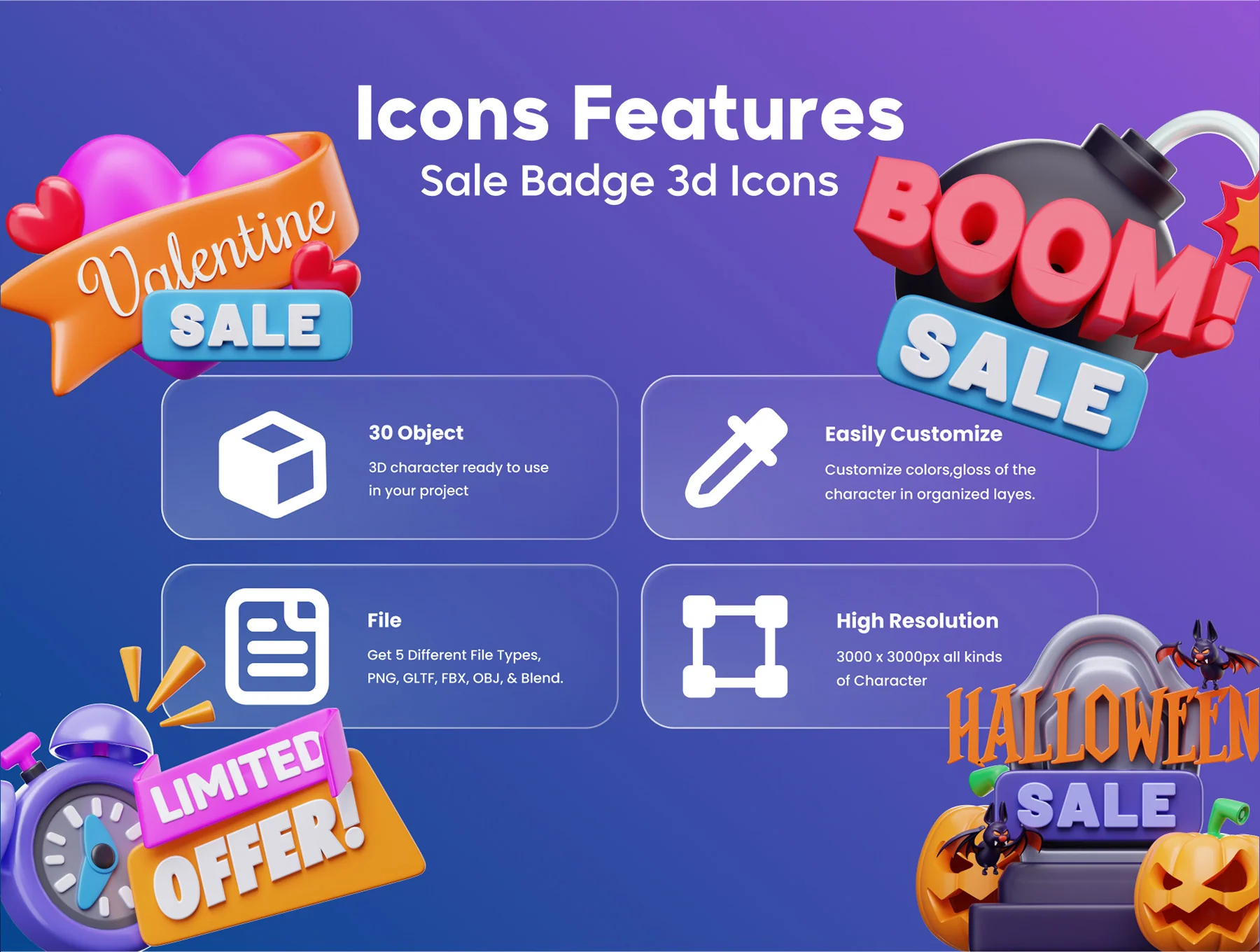 Sale Badge 3D Icon Set 2