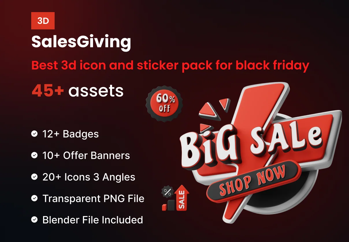 SalesGiving | Best 3D icon and sticker pack for Black Friday