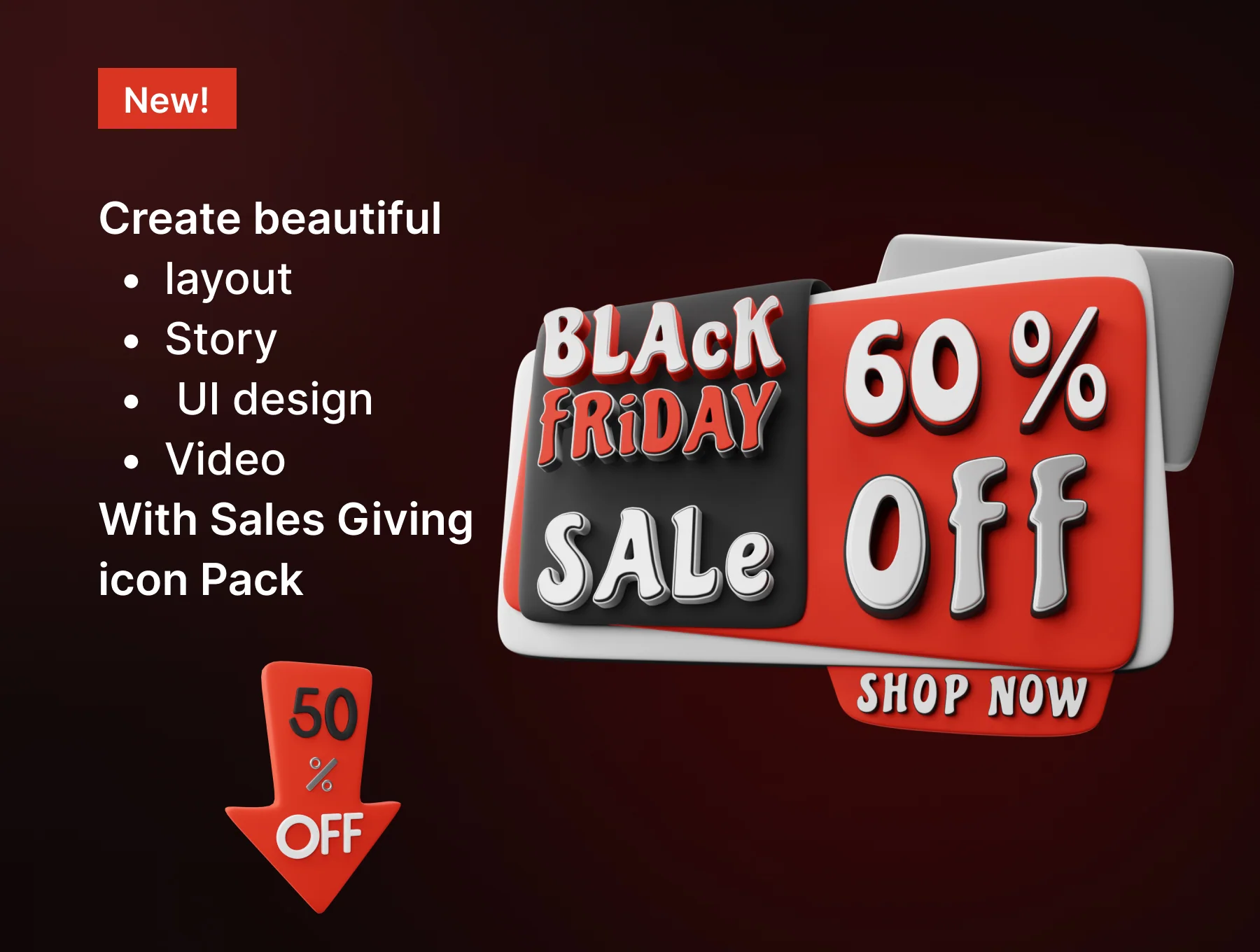 SalesGiving | Best 3D icon and sticker pack for Black Friday 3
