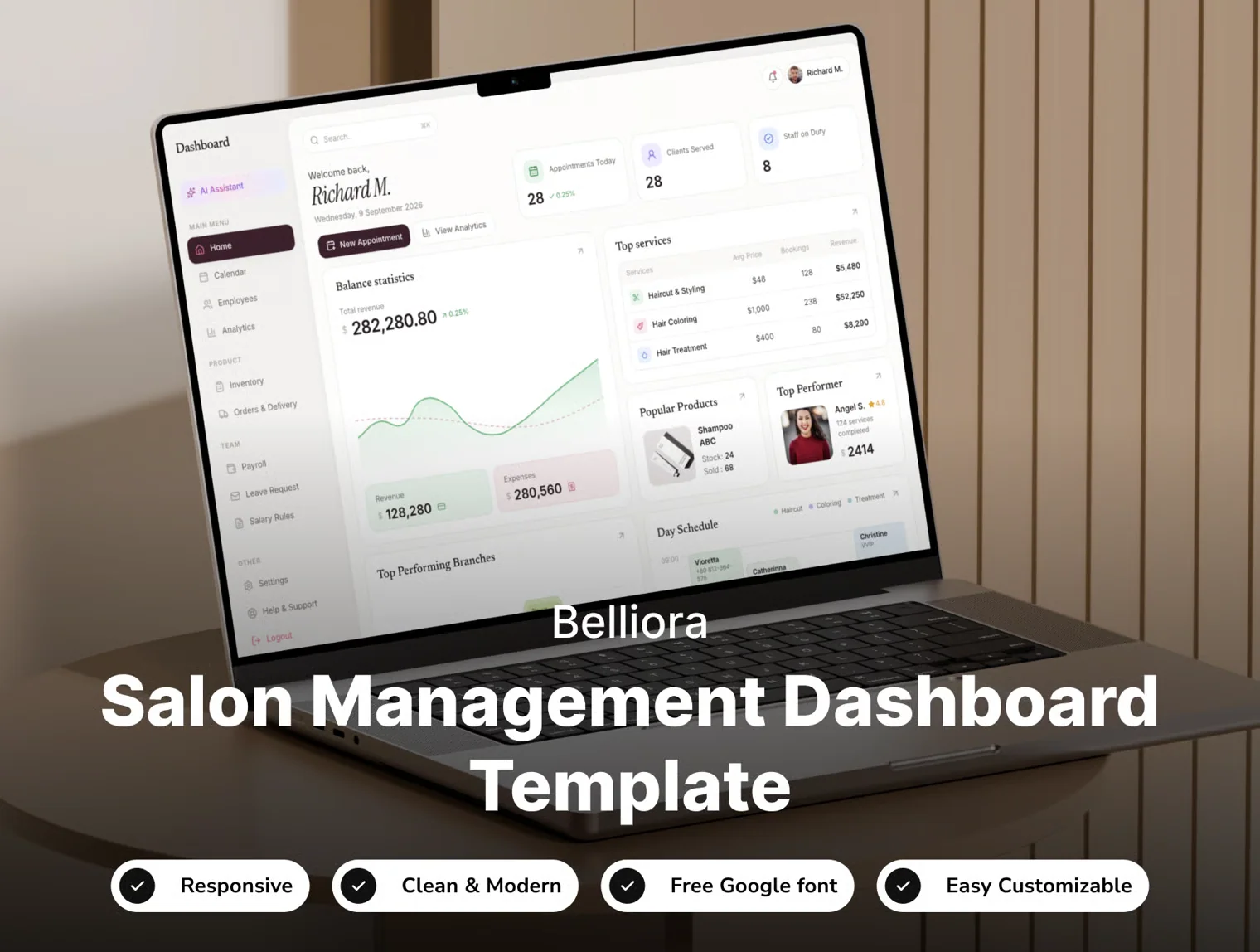 Salon Management Dashboard Template