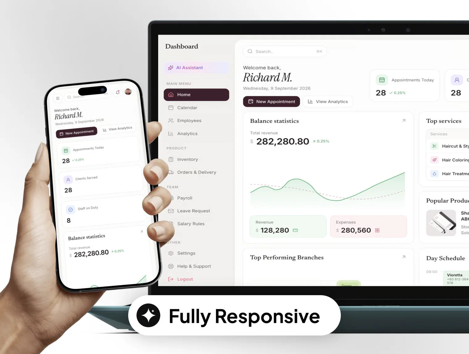 Salon Management Dashboard Template 5