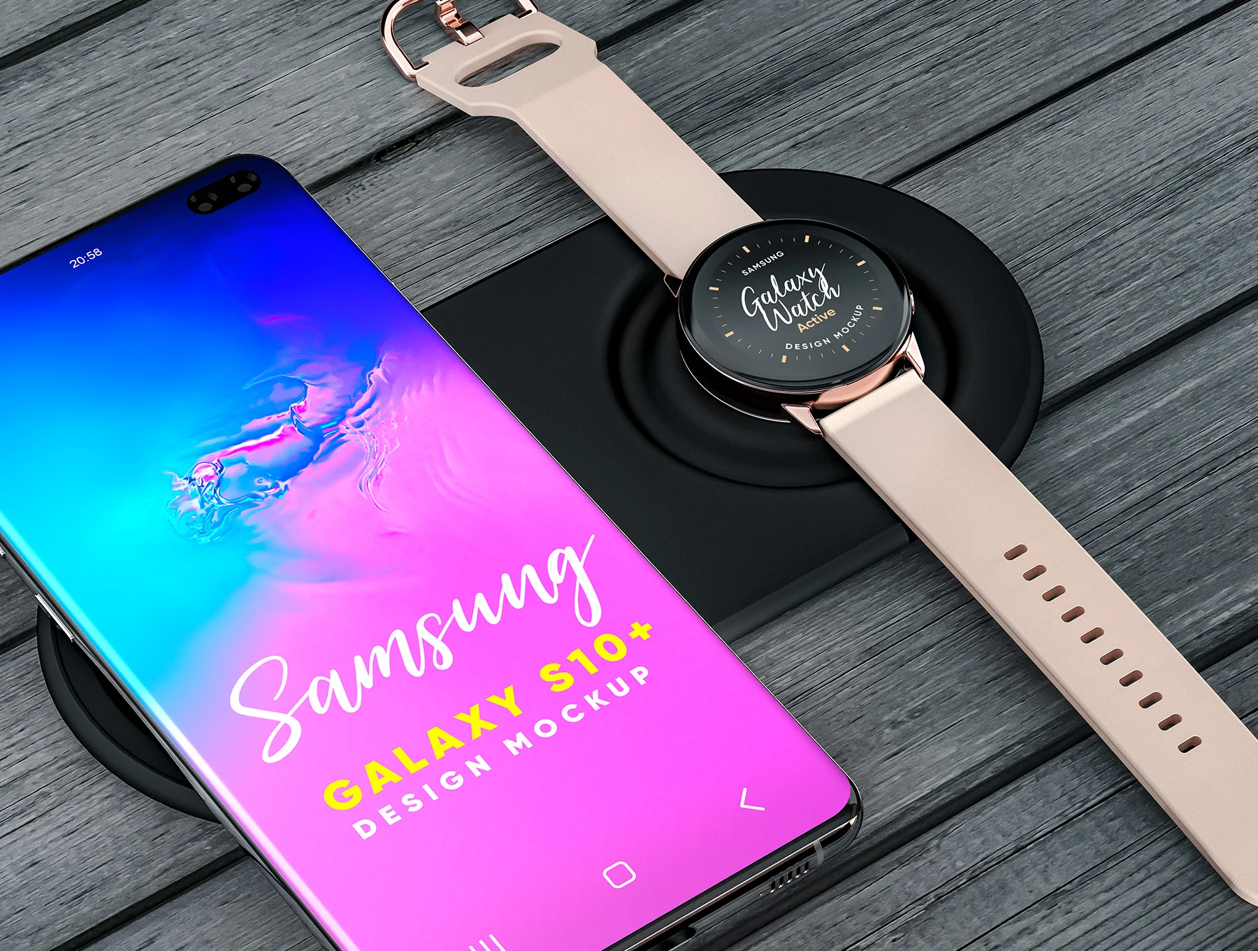 Samsung Galaxy S10+ & Galaxy Gear Mockup 2