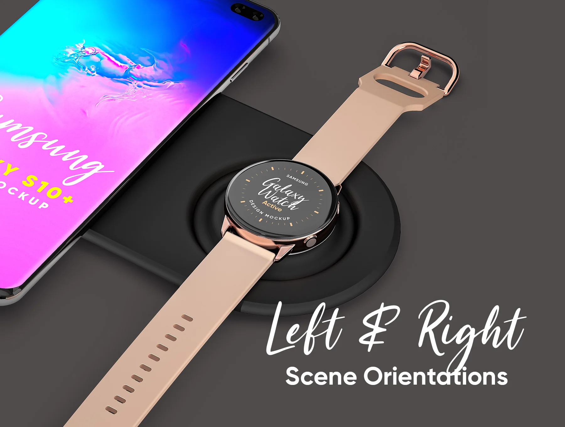 Samsung Galaxy S10+ & Galaxy Gear Mockup 3