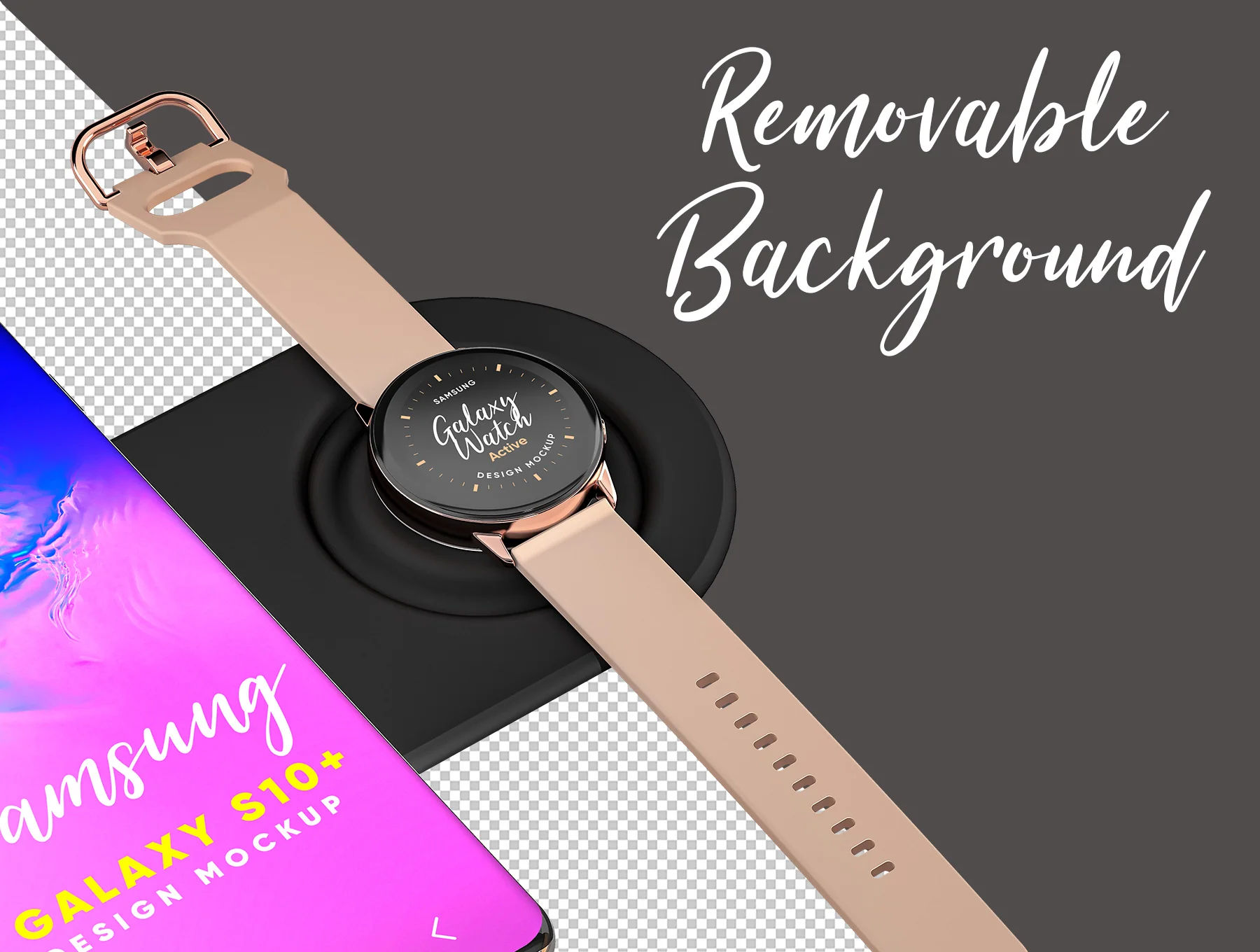 Samsung Galaxy S10+ & Galaxy Gear Mockup 4
