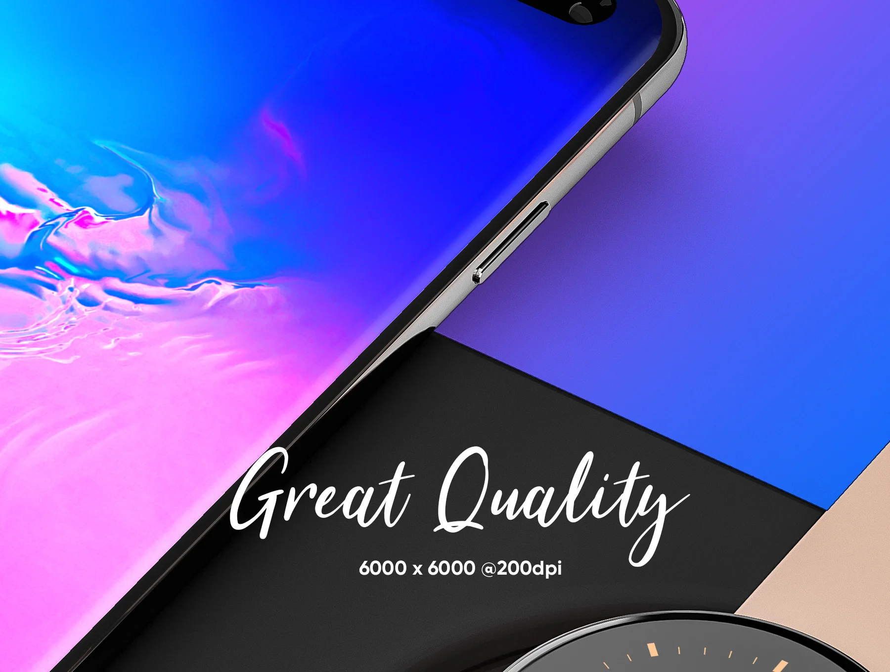Samsung Galaxy S10+ & Galaxy Gear Mockup 5