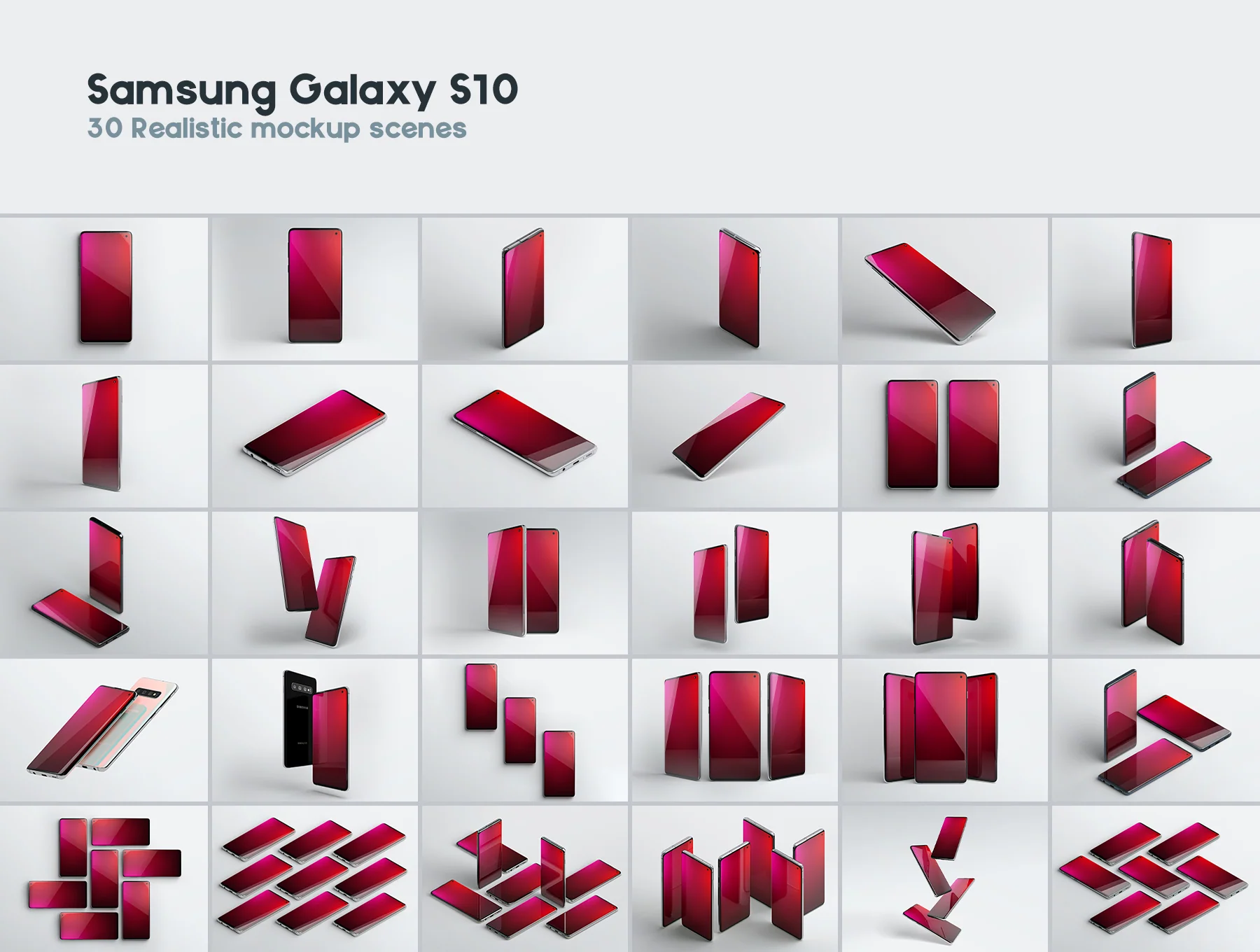30 Samsung Galaxy S10 Mockup Set 5
