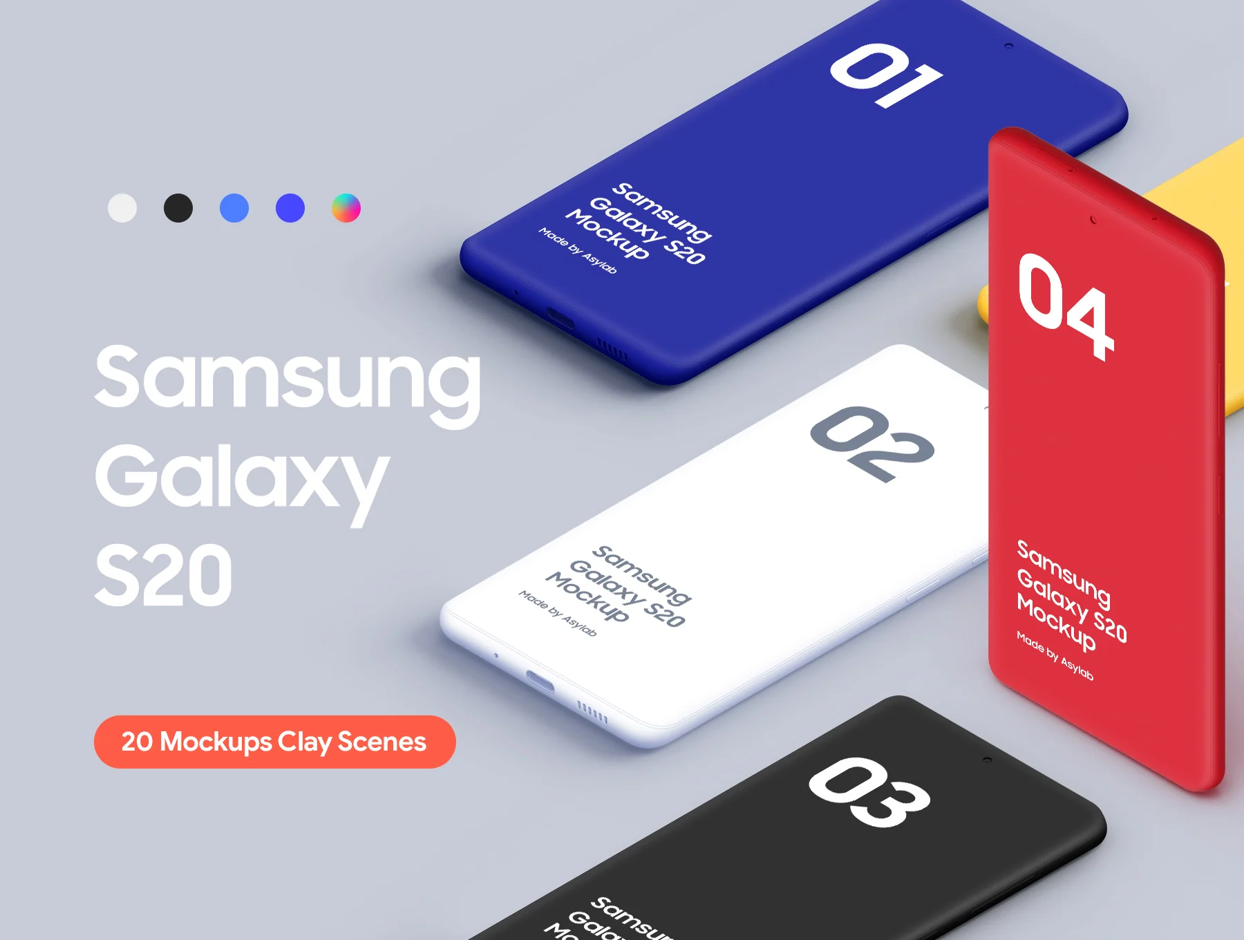 Samsung Galaxy S20 - 20 Clay Mockups